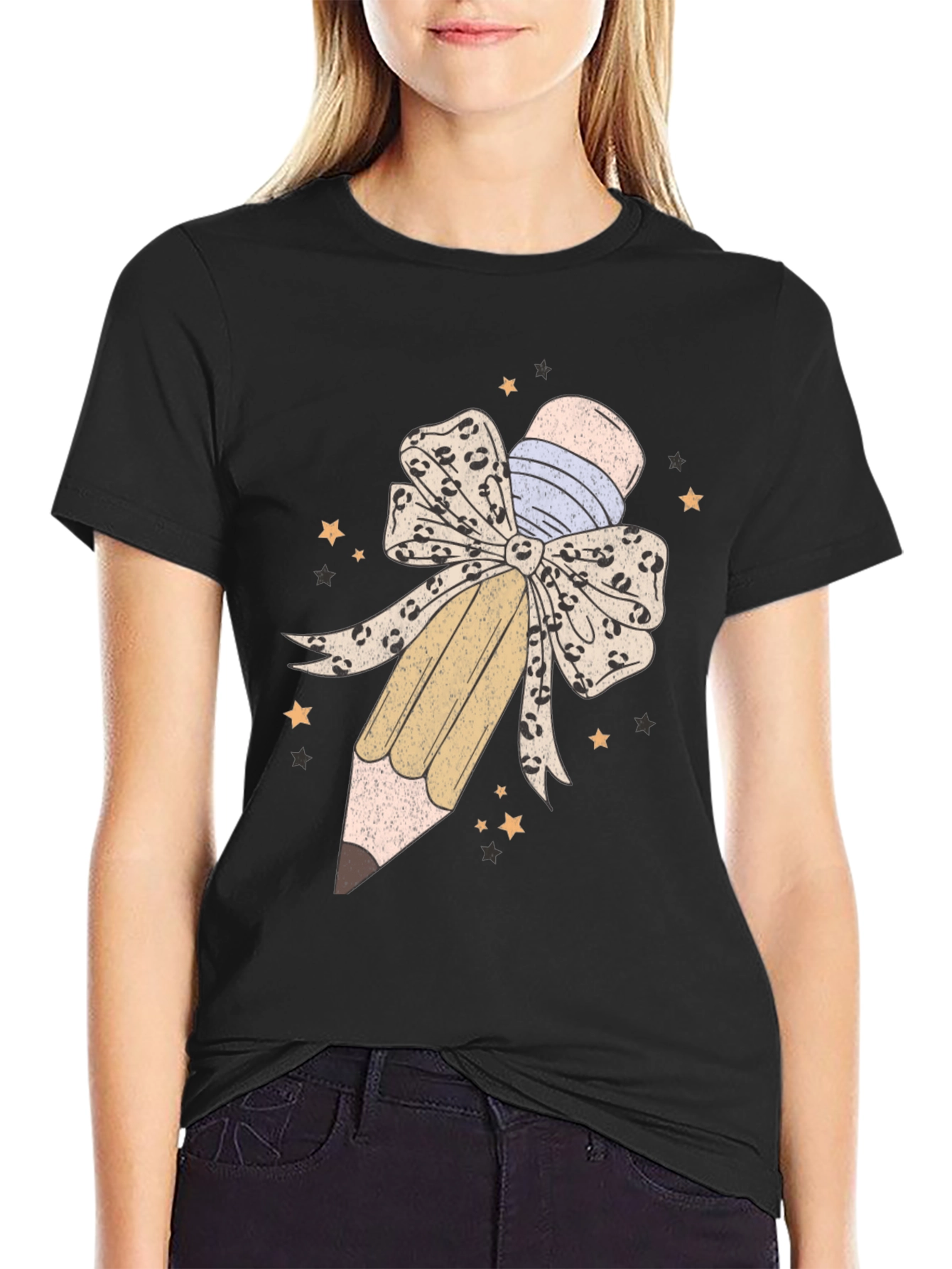 Pencil Bow Graphic Tee - Teacher Appreciation Shirt