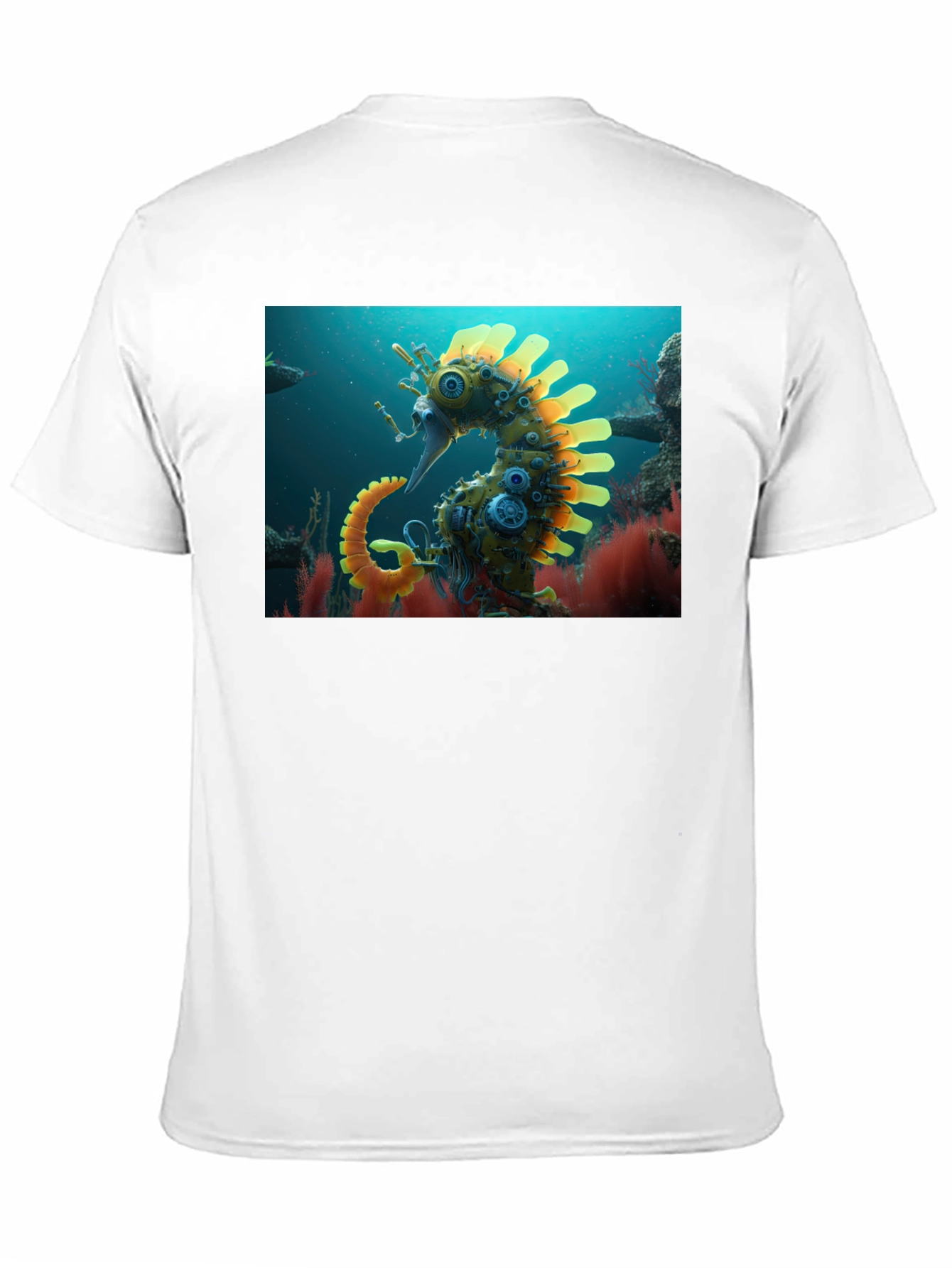 Steampunk Seahorse Graphic Tee - Unique Art Shirt