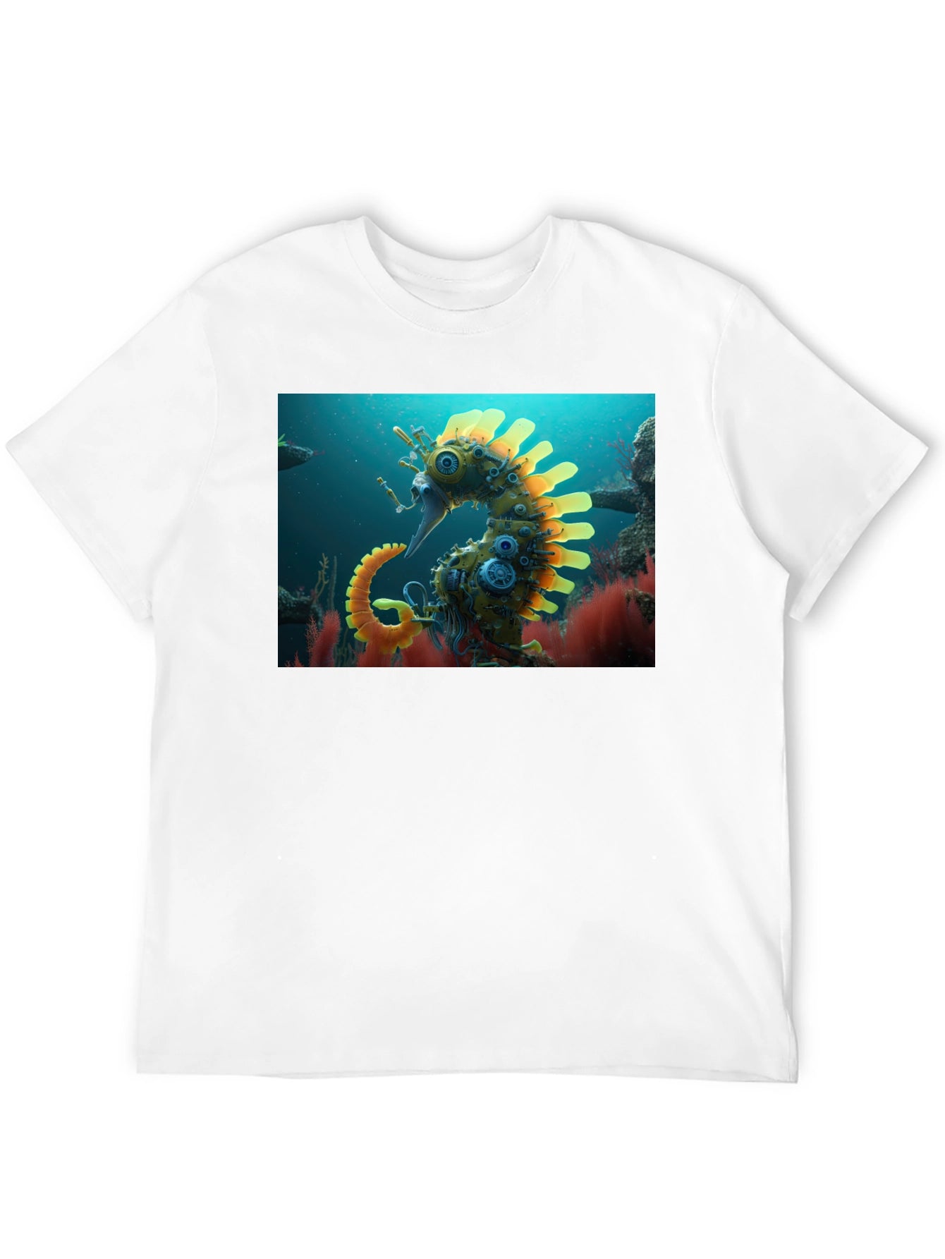 Steampunk Seahorse Graphic Tee - Unique Art Shirt