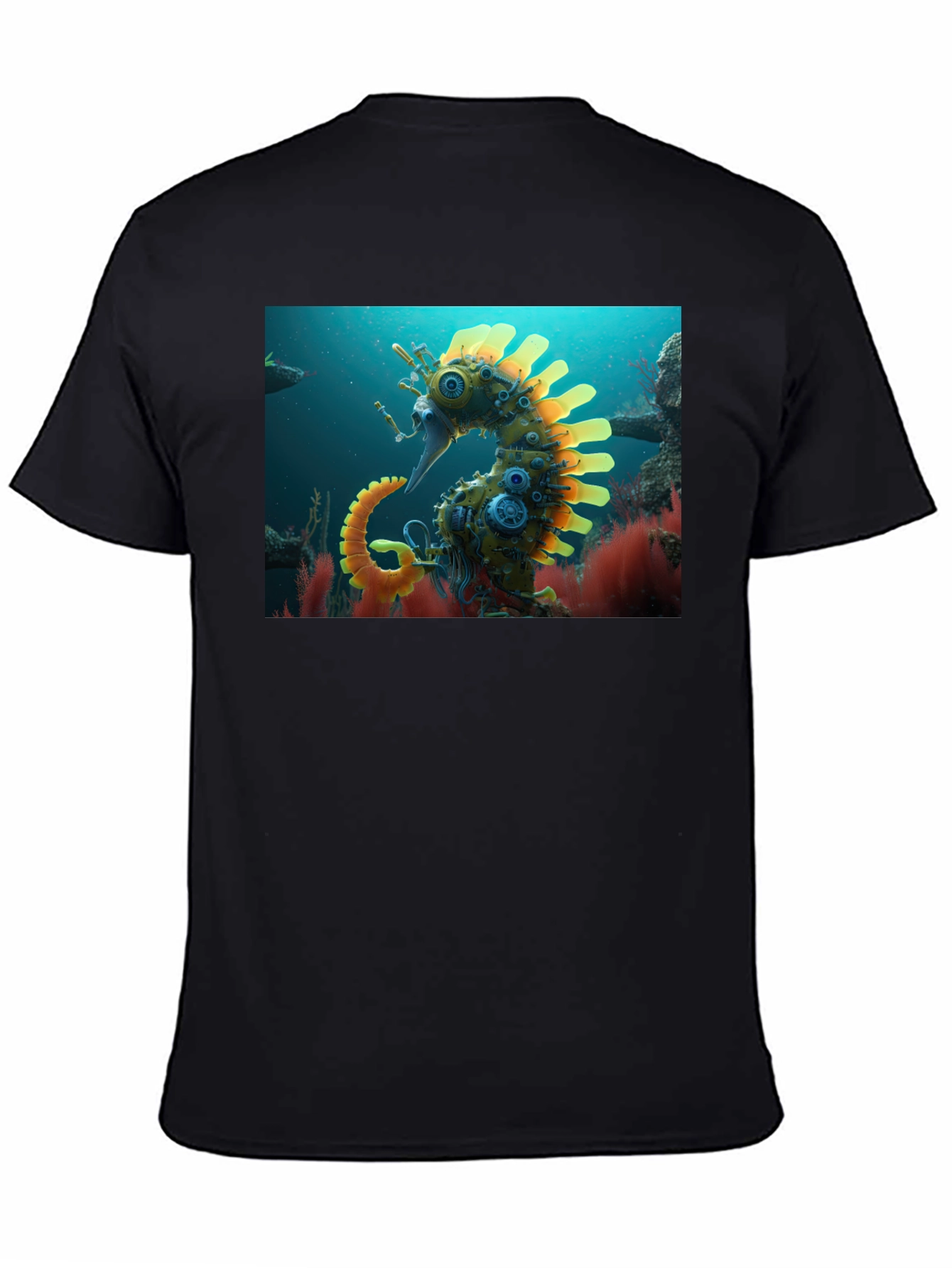Steampunk Seahorse Graphic Tee - Unique Art Shirt