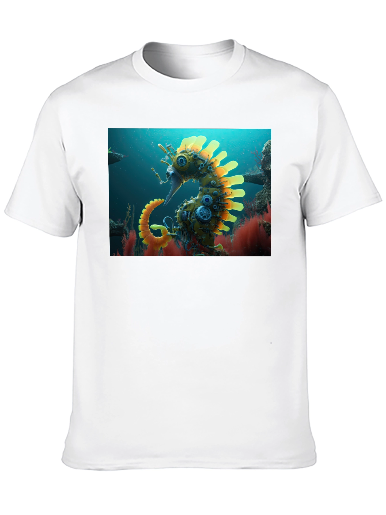 Steampunk Seahorse Graphic Tee - Unique Art Shirt