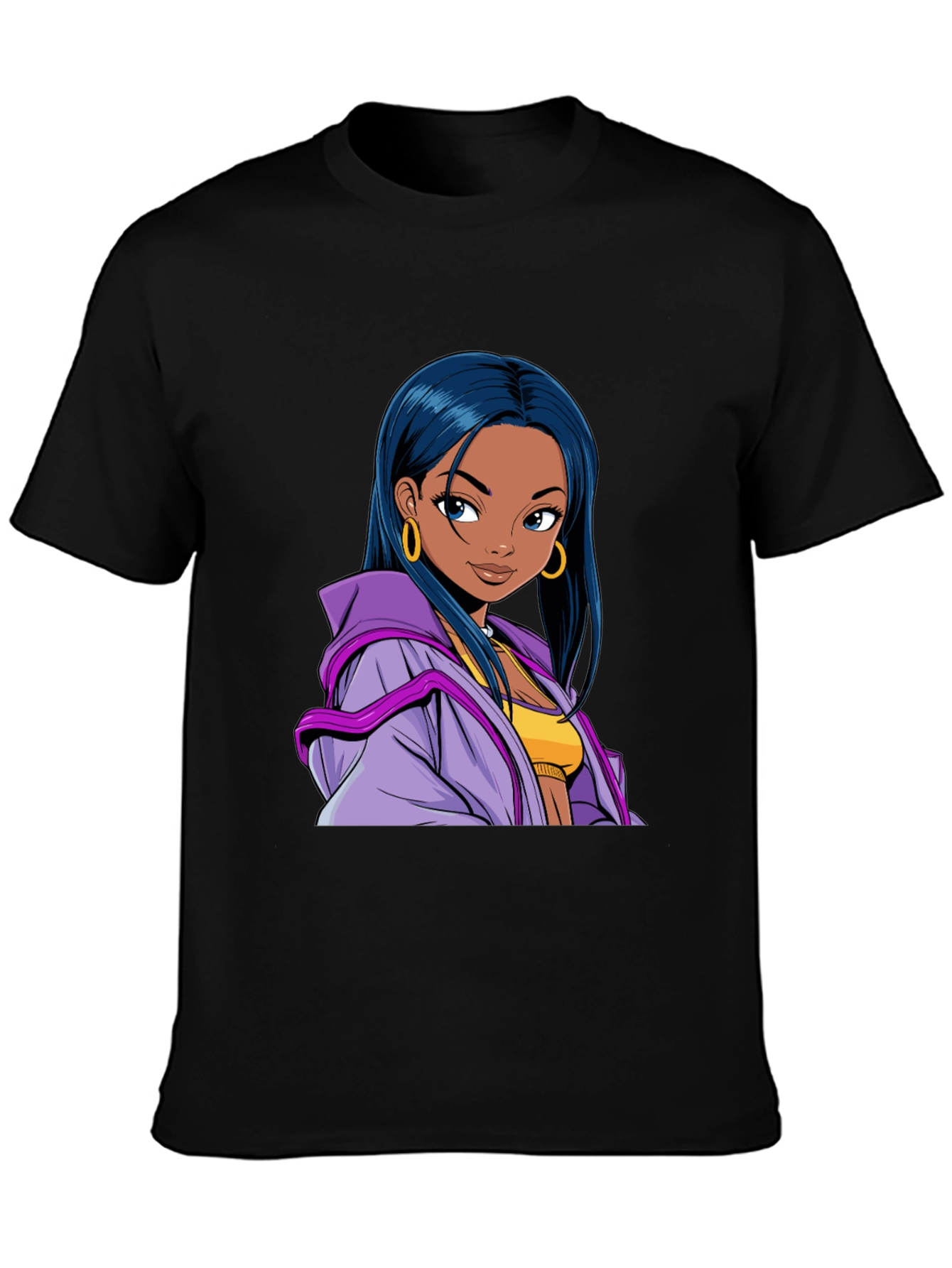 Anime Girl Graphic T-Shirt - Black Casual Tee