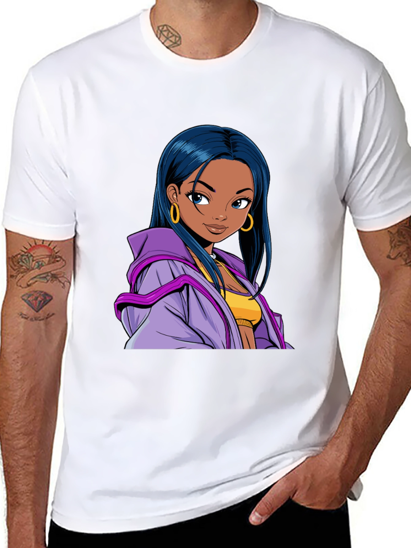 Anime Girl Graphic T-Shirt - Black Casual Tee