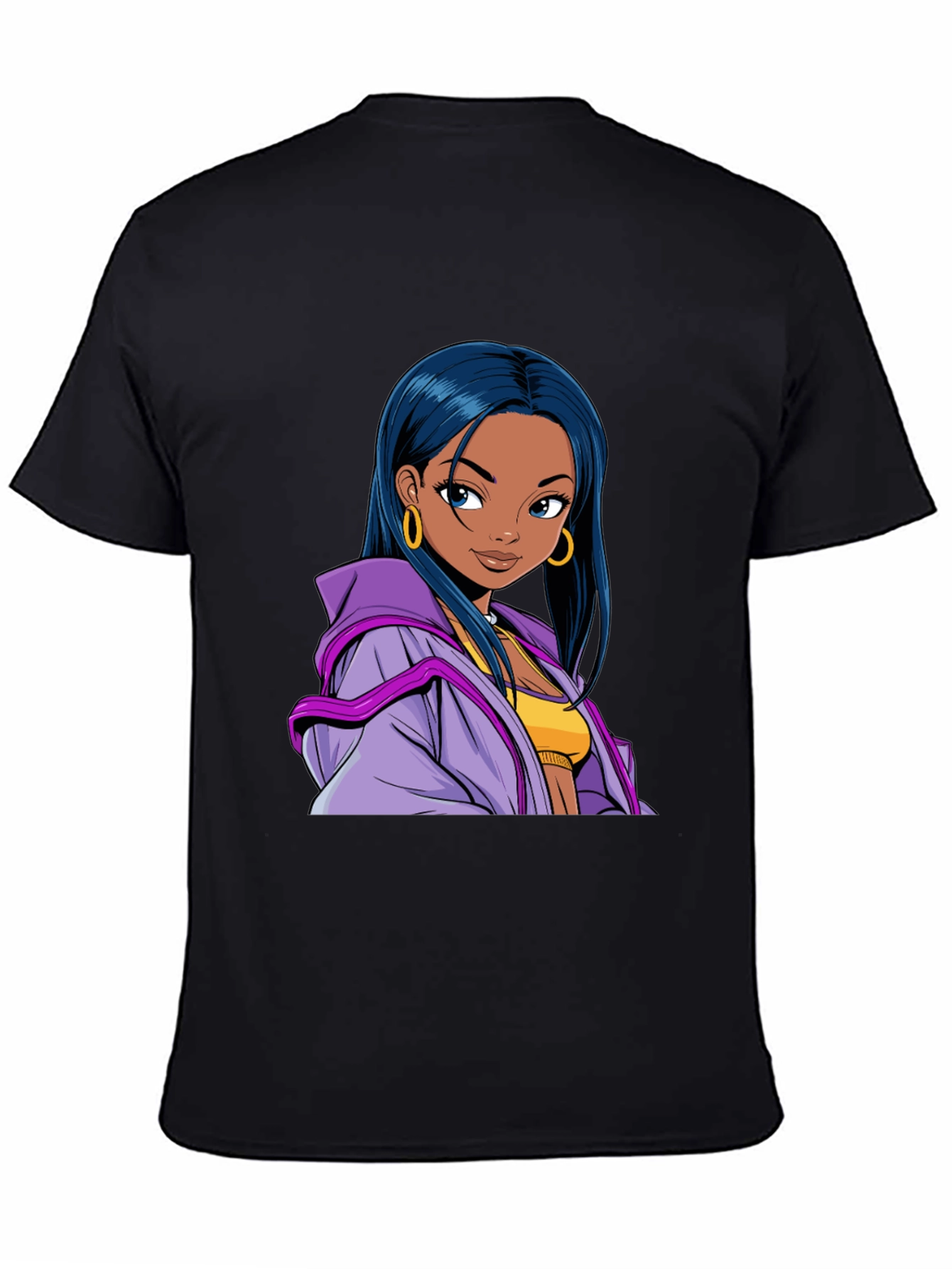 Anime Girl Graphic T-Shirt - Black Casual Tee