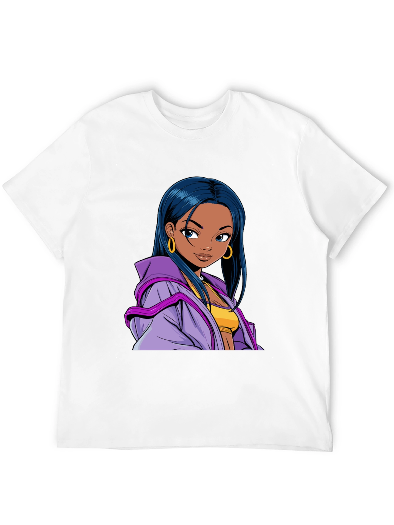 Anime Girl Graphic T-Shirt - Black Casual Tee
