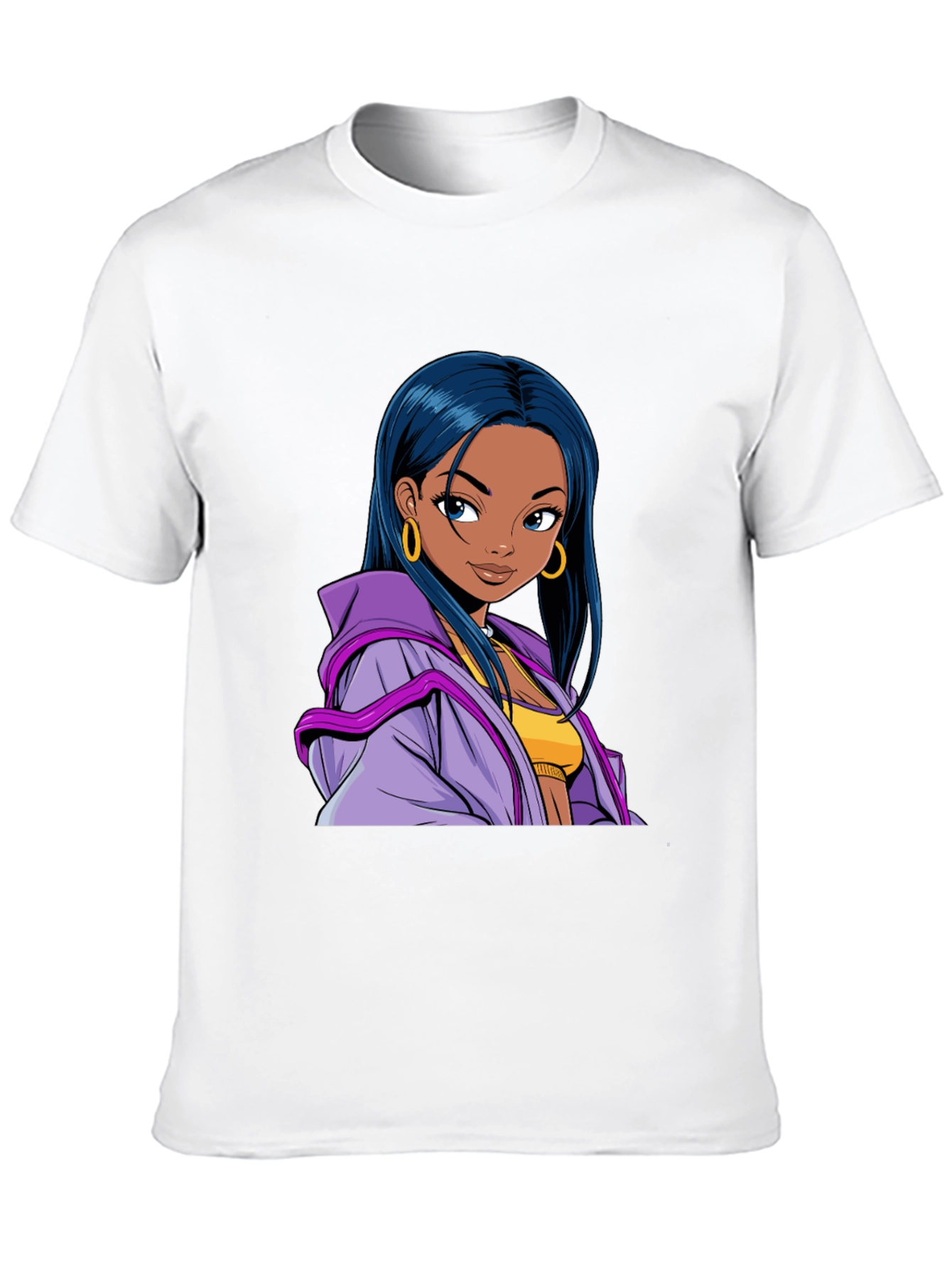 Anime Girl Graphic T-Shirt - Black Casual Tee
