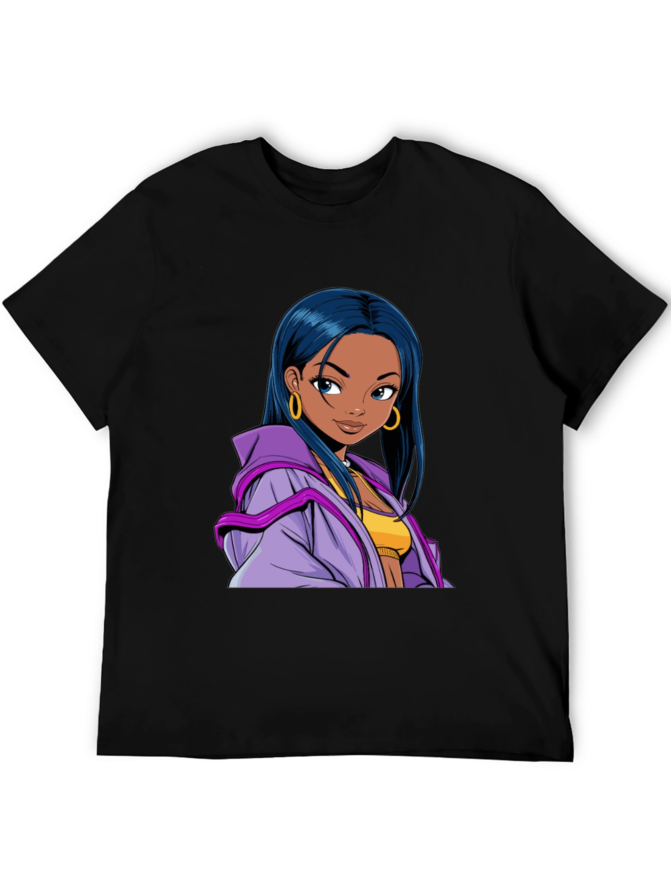 Anime Girl Graphic T-Shirt - Black Casual Tee