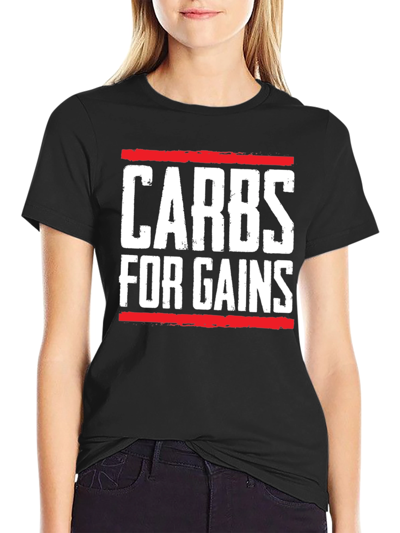 Carbs for Gains Black Graphic T-Shirt