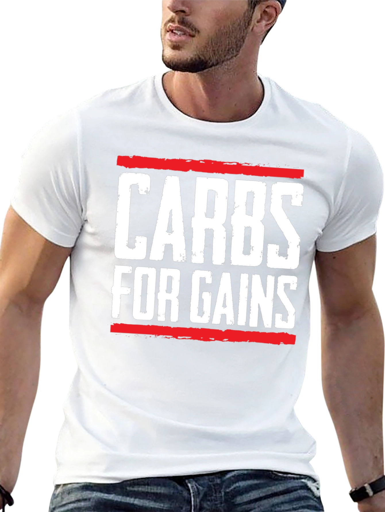 Carbs for Gains Black Graphic T-Shirt