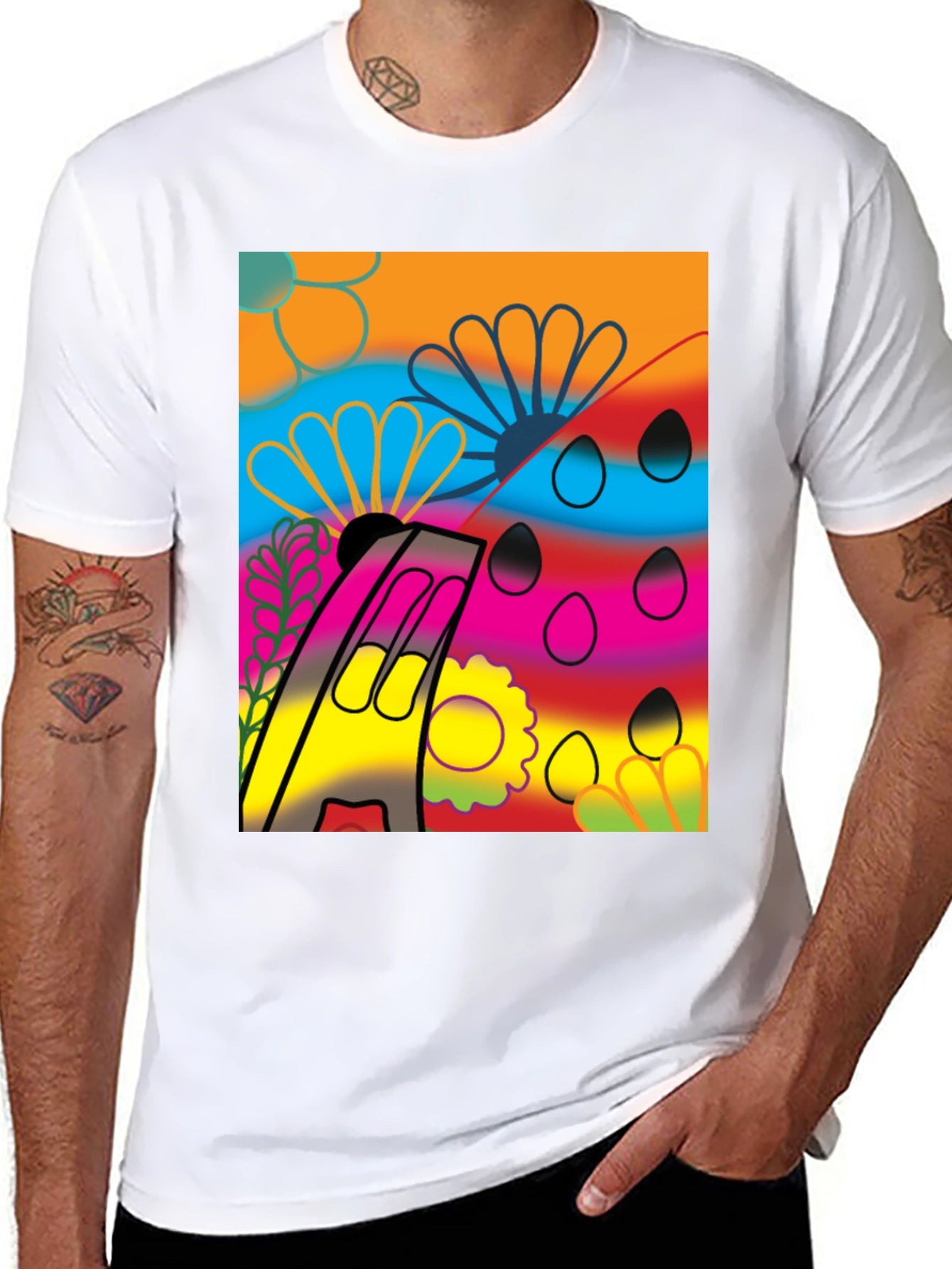 Abstract Floral Graphic Tee - Modern Art Shirt