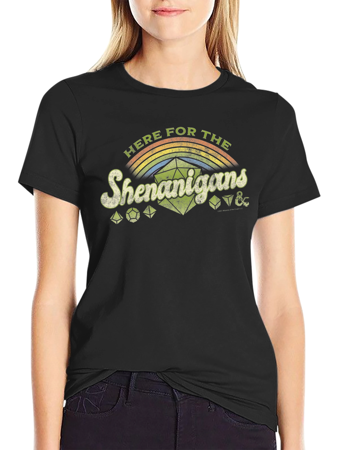 Here For The Shenanigans Black Graphic T-Shirt