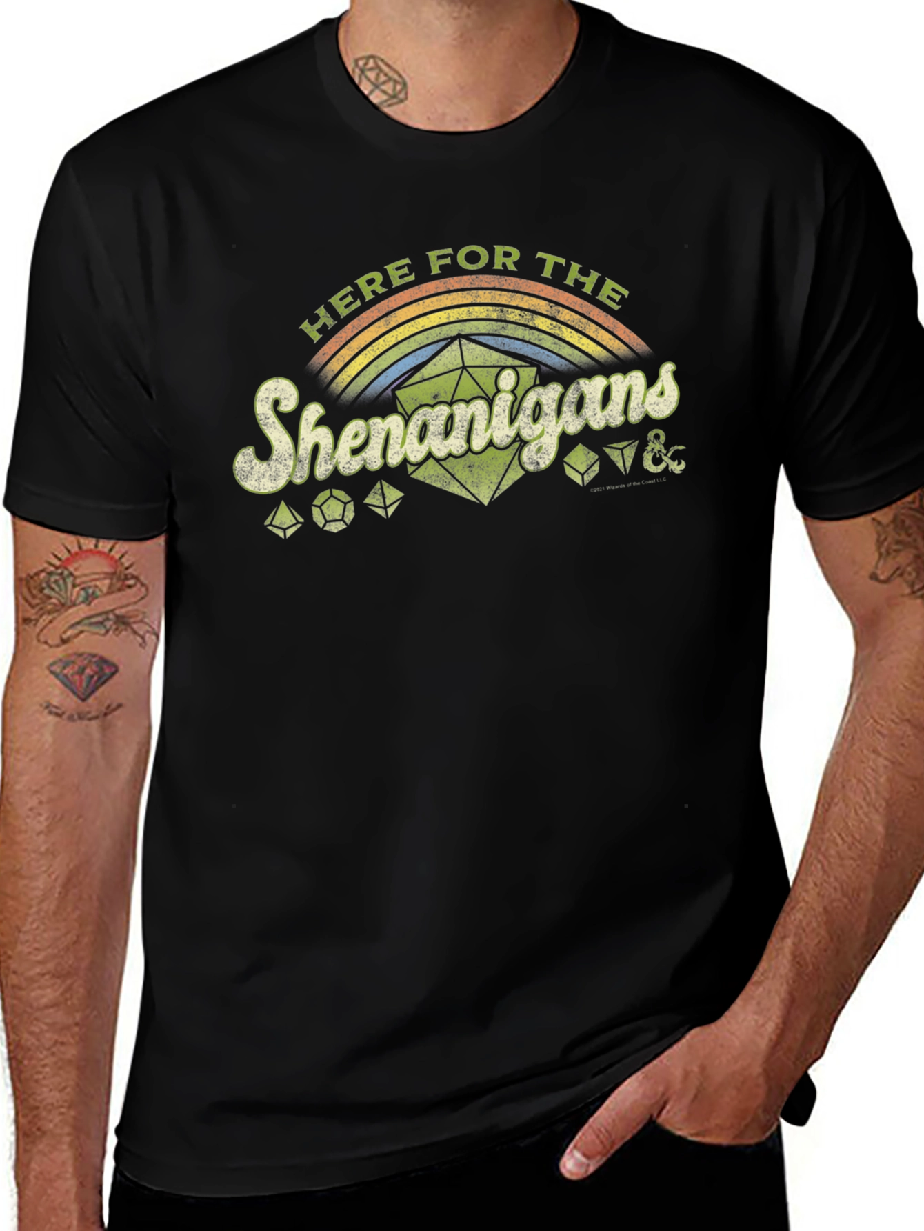 Here For The Shenanigans Black Graphic T-Shirt