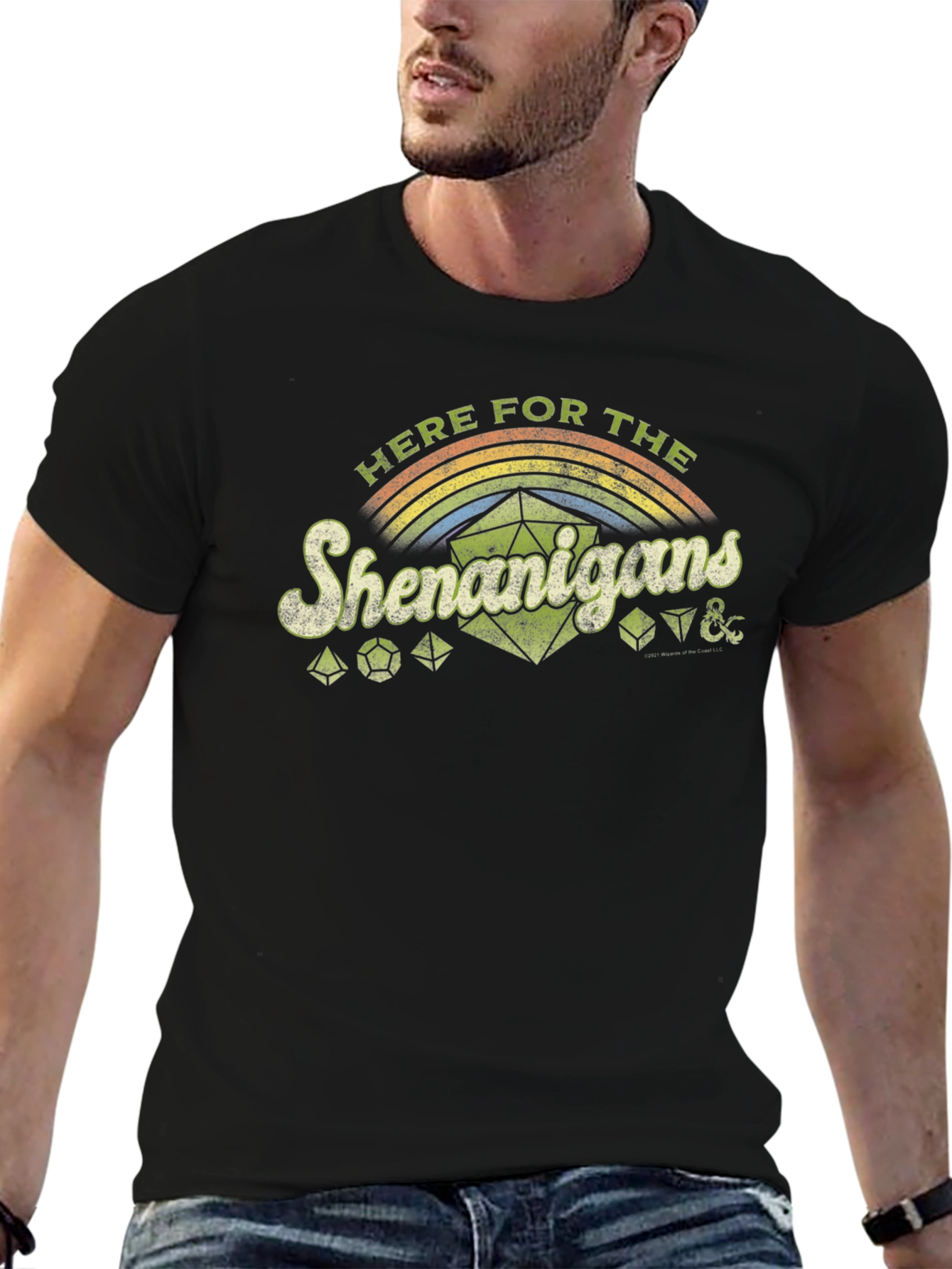 Here For The Shenanigans Black Graphic T-Shirt
