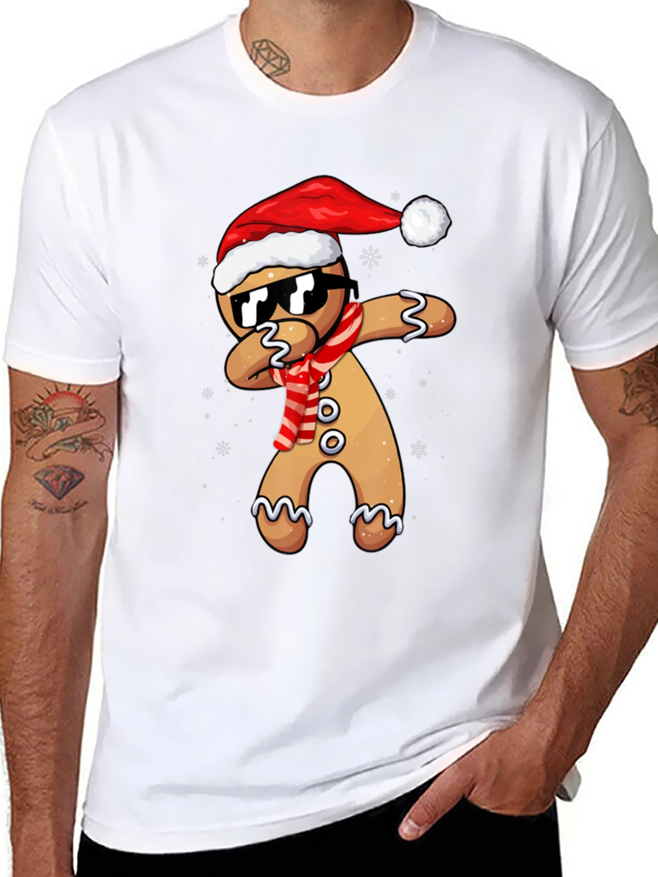 Gingerbread Man Dabbing Christmas T-Shirt