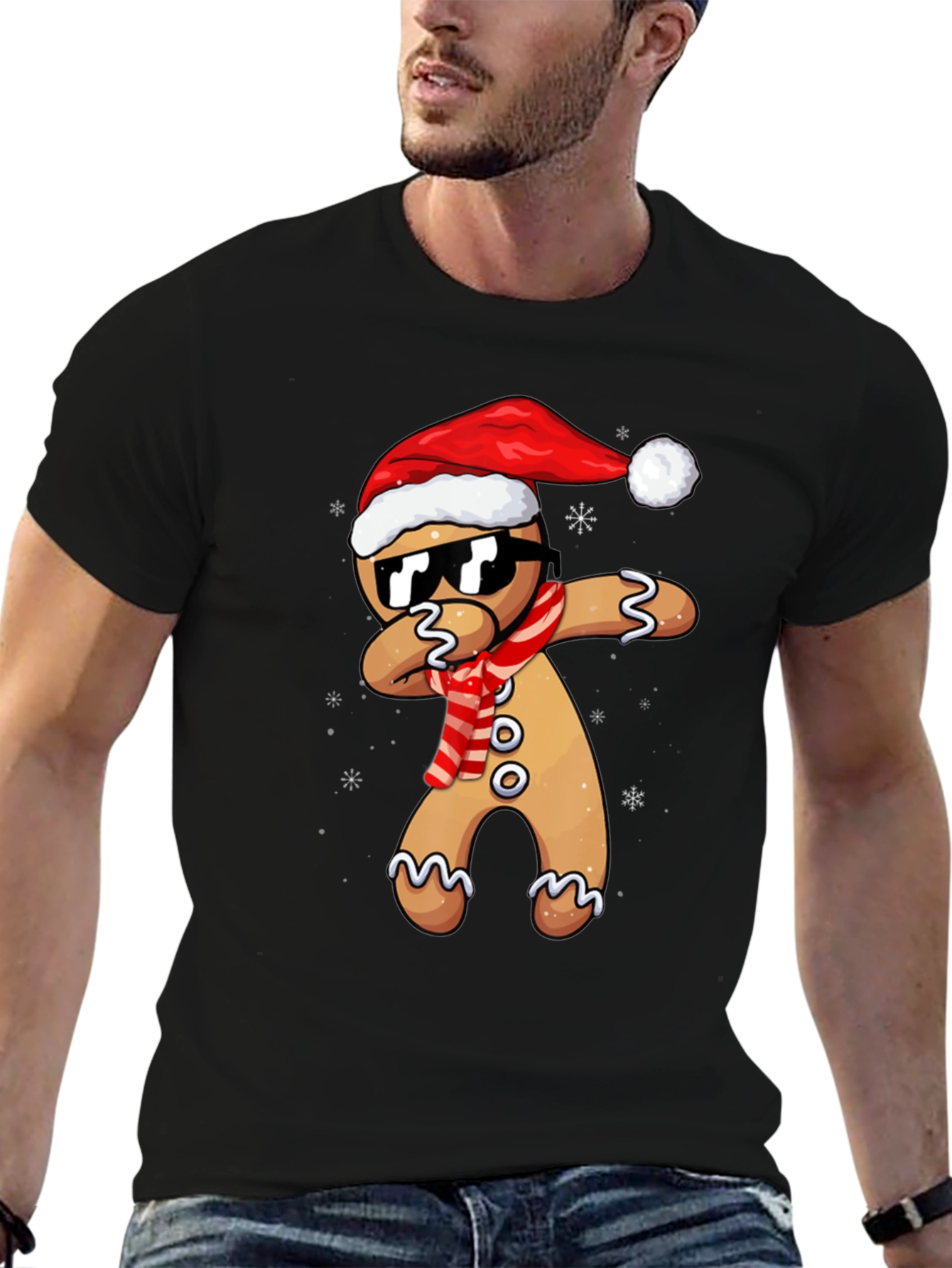 Gingerbread Man Dabbing Christmas T-Shirt