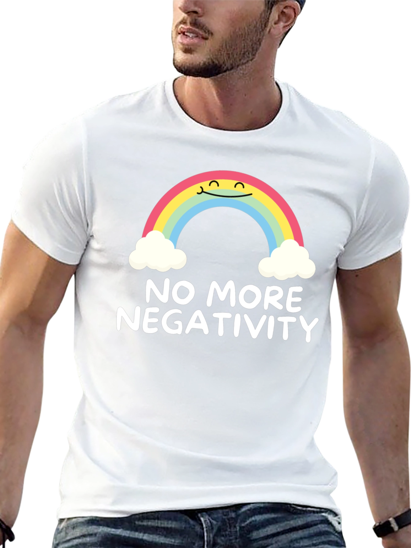 Optimistic Rainbow Graphic Tee - No More Negativity