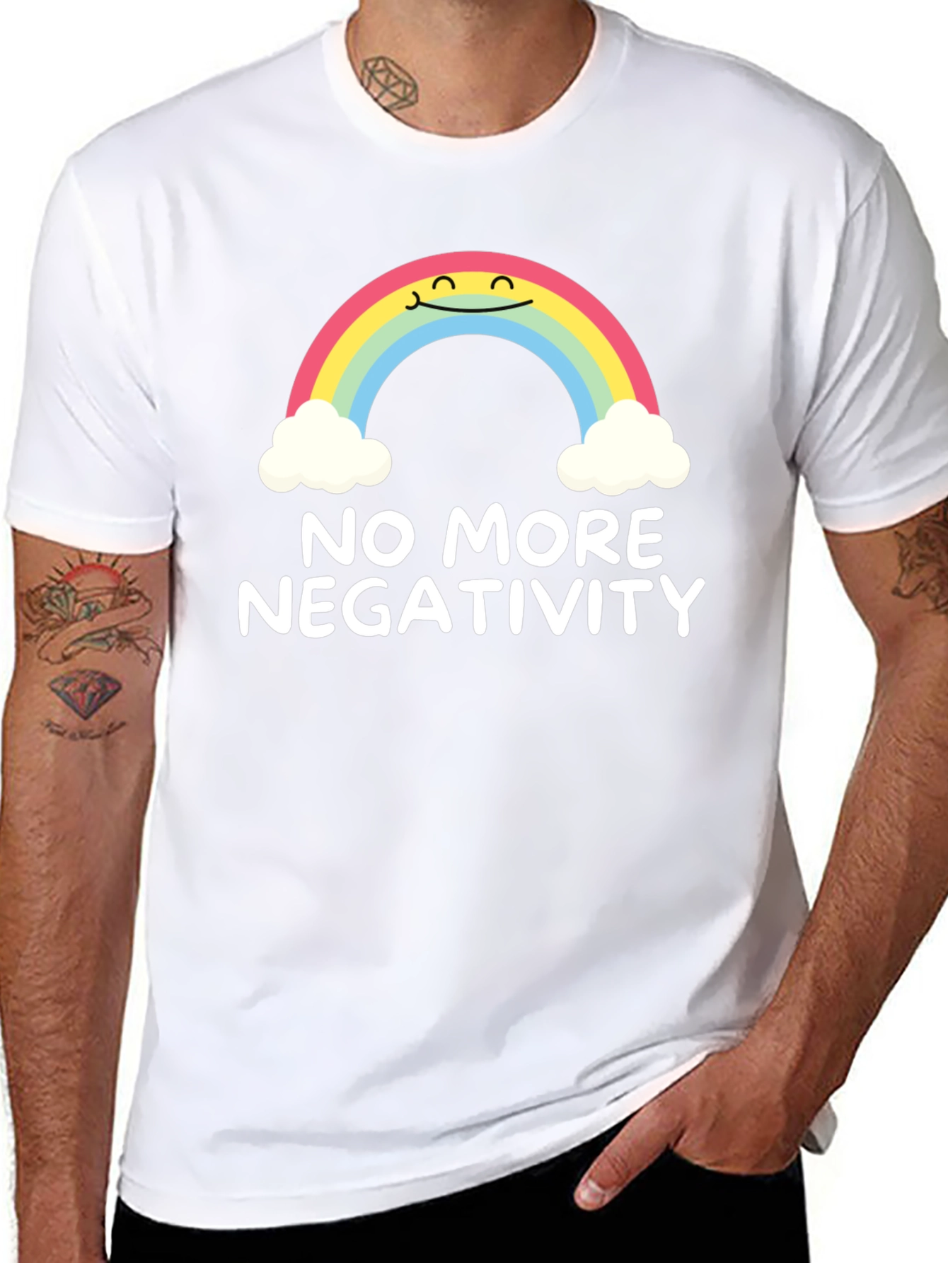 Optimistic Rainbow Graphic Tee - No More Negativity