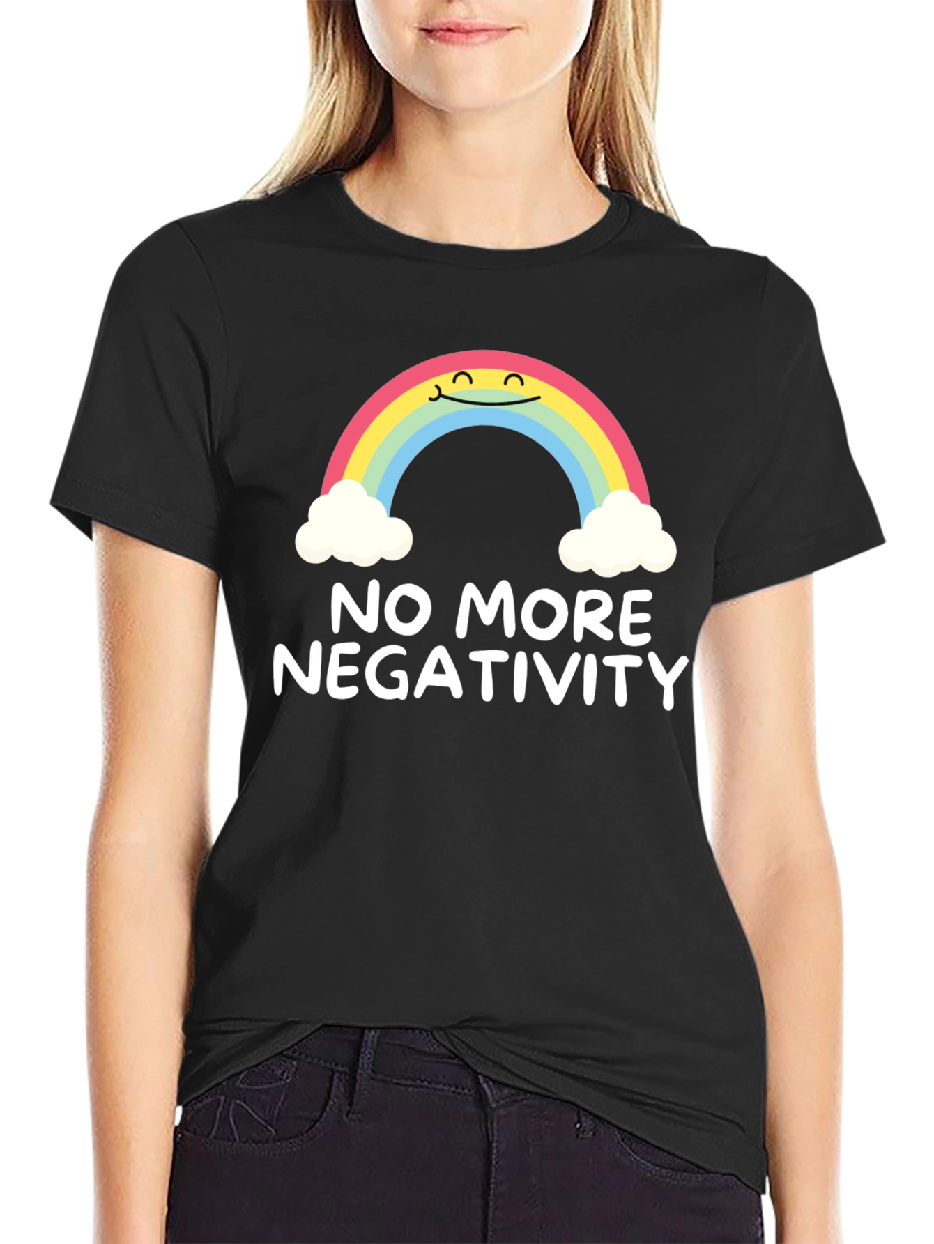Optimistic Rainbow Graphic Tee - No More Negativity