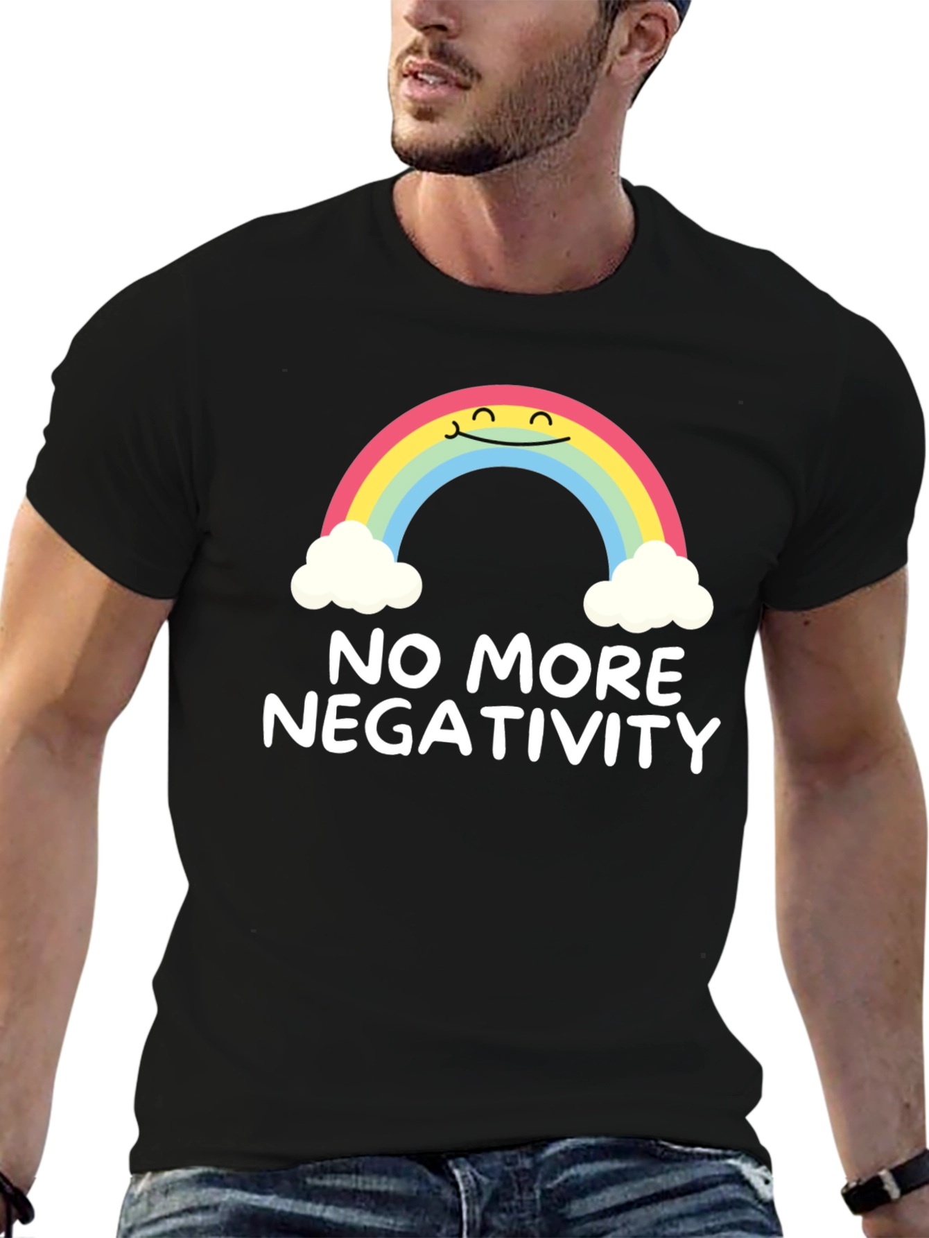 Optimistic Rainbow Graphic Tee - No More Negativity