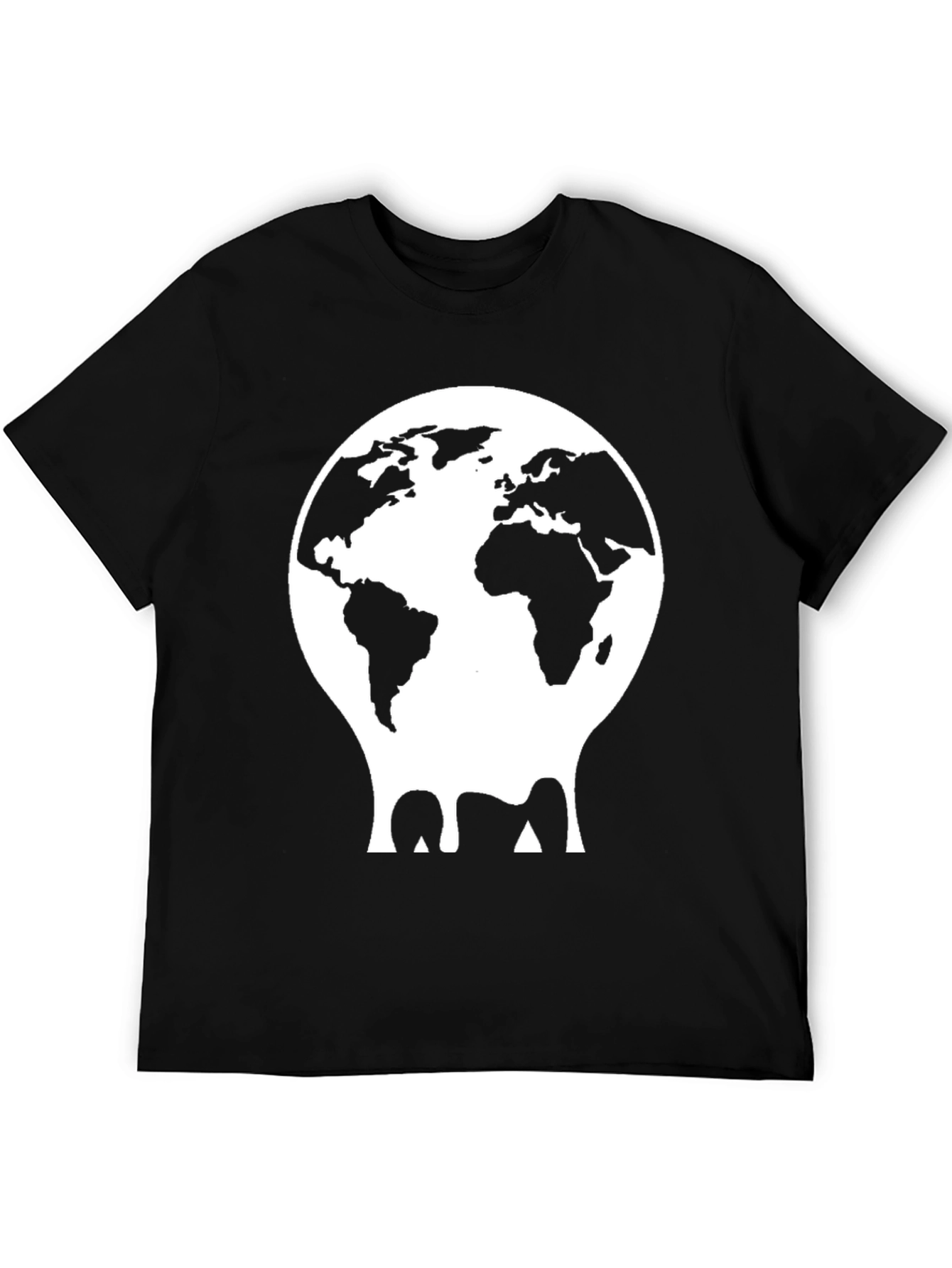 Melting Globe Graphic Tee - Black Cotton T-Shirt