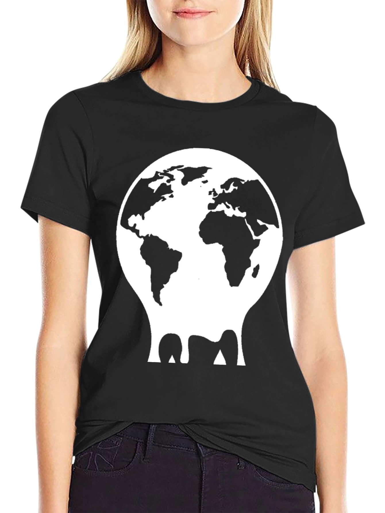 Melting Globe Graphic Tee - Black Cotton T-Shirt