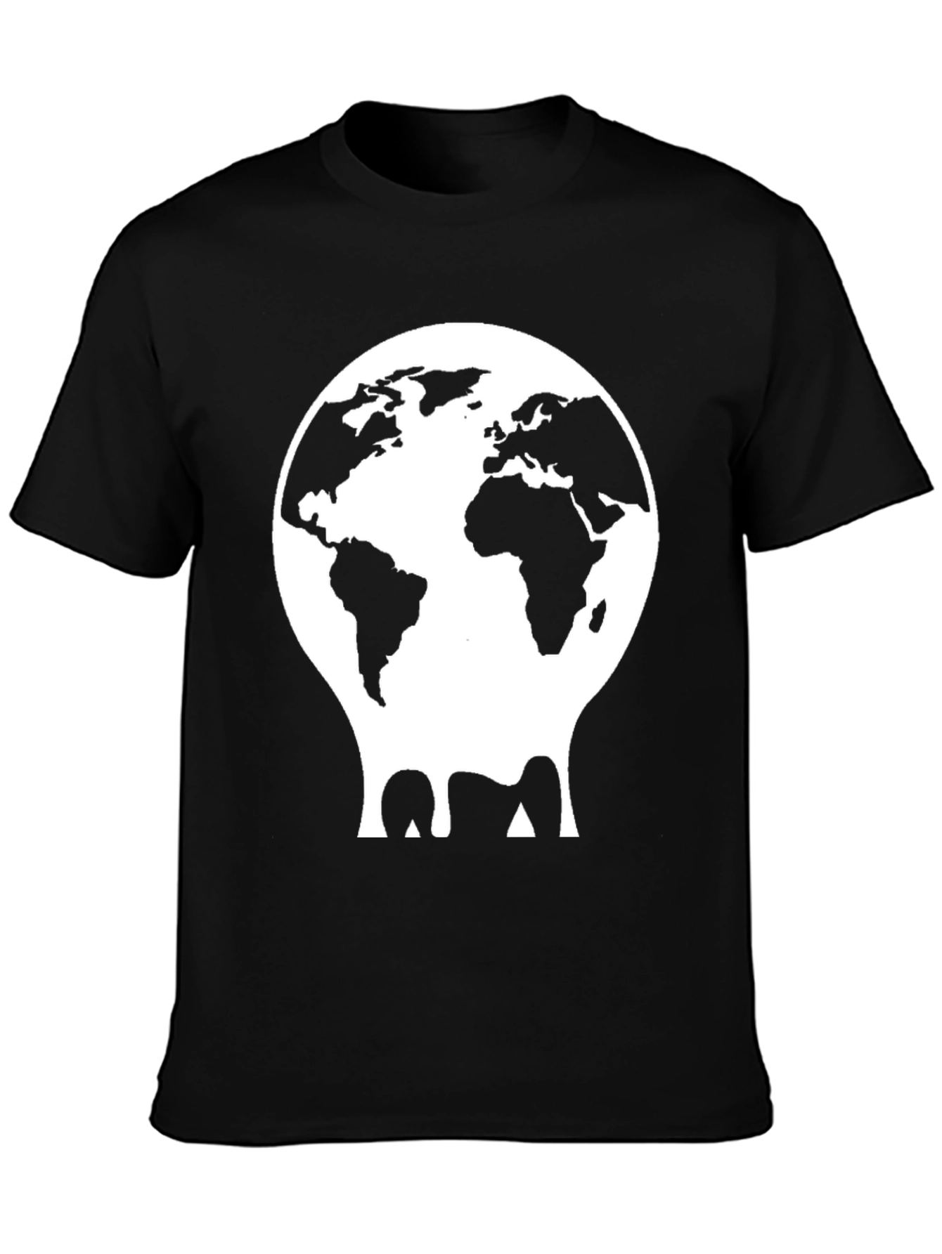 Melting Globe Graphic Tee - Black Cotton T-Shirt