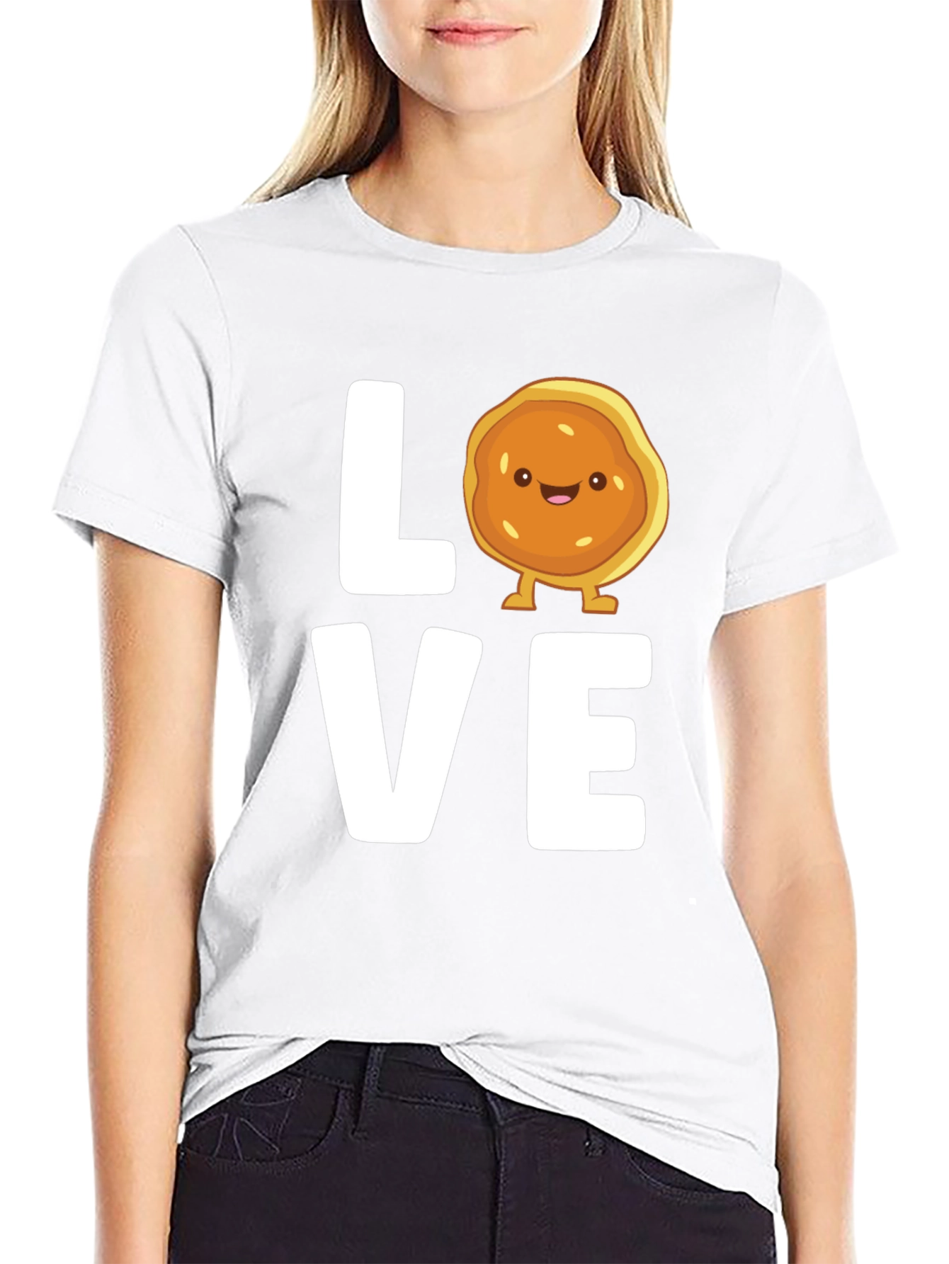 Love Pancake Graphic T-Shirt - Black