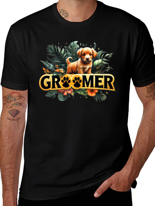 Cute Puppy Groomer Graphic Tee - Stylish Dog Lover Shirt