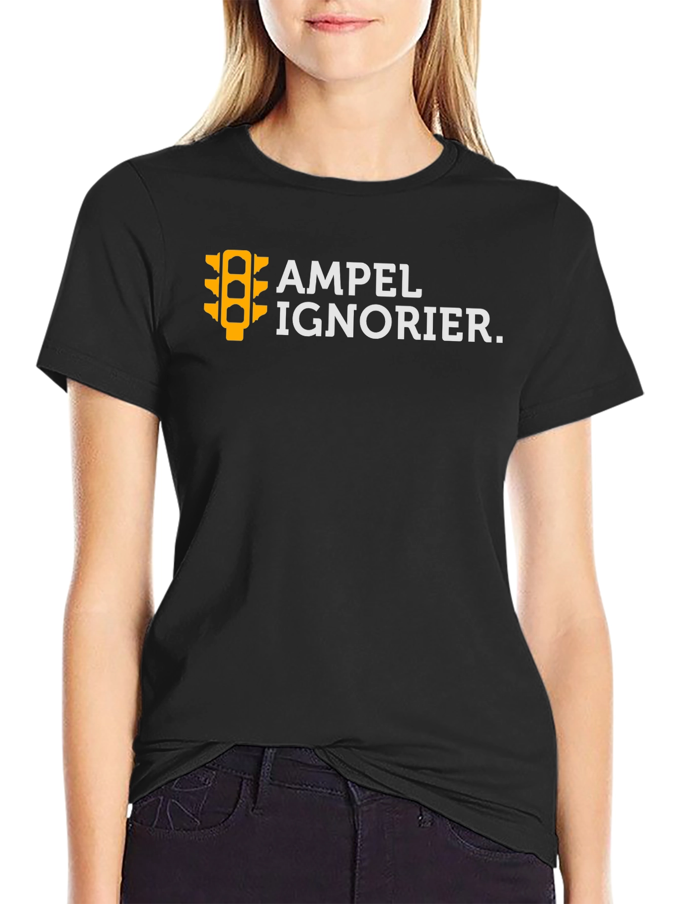 Ampel Ignorier Graphic Tee - Black Cotton T-Shirt