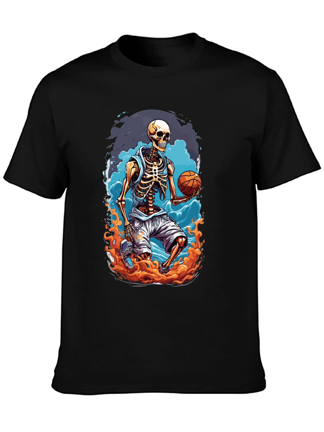 Skeleton Basketball Player Graphic T-Shirt