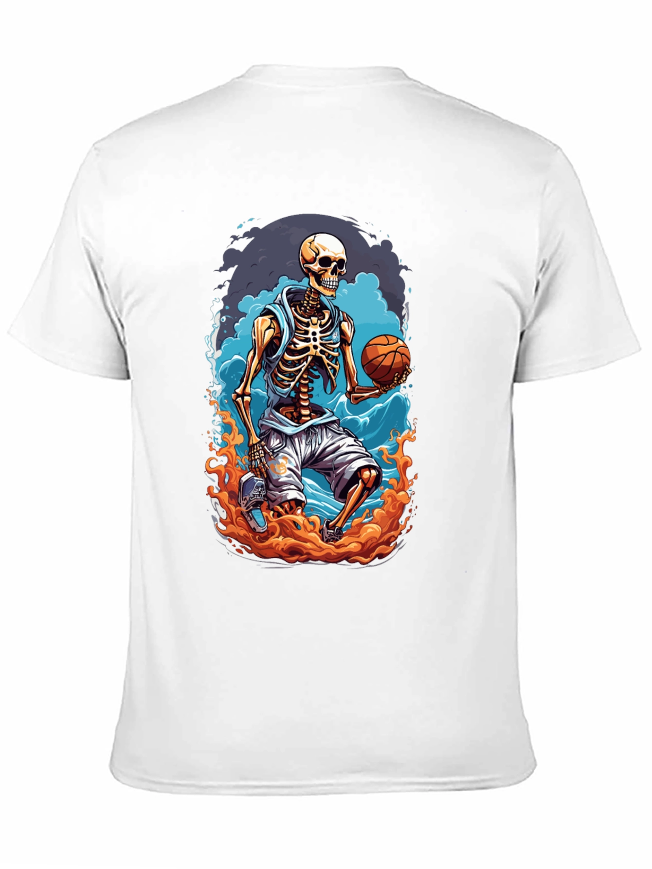 Skeleton Basketball Player Graphic T-Shirt
