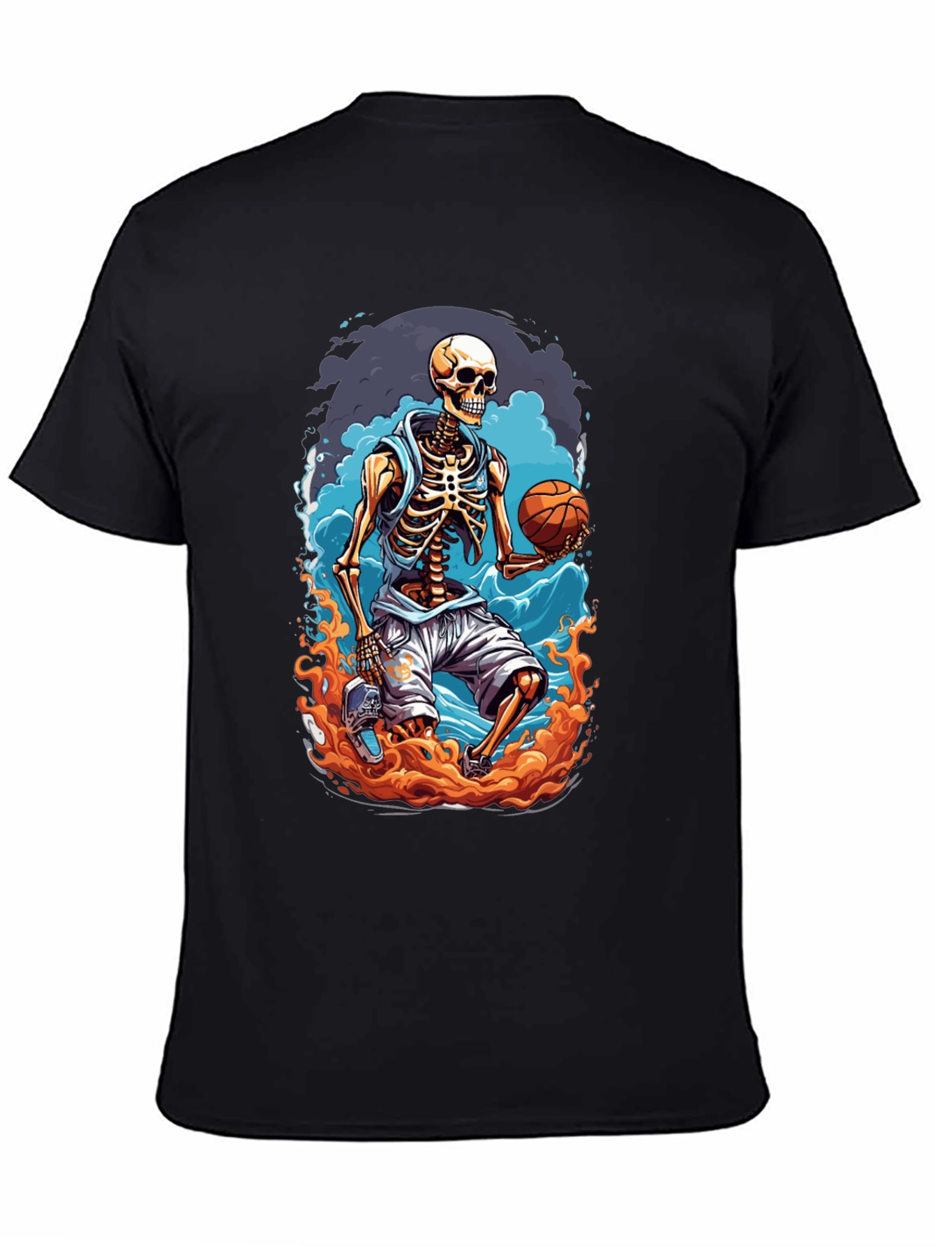 Skeleton Basketball Player Graphic T-Shirt