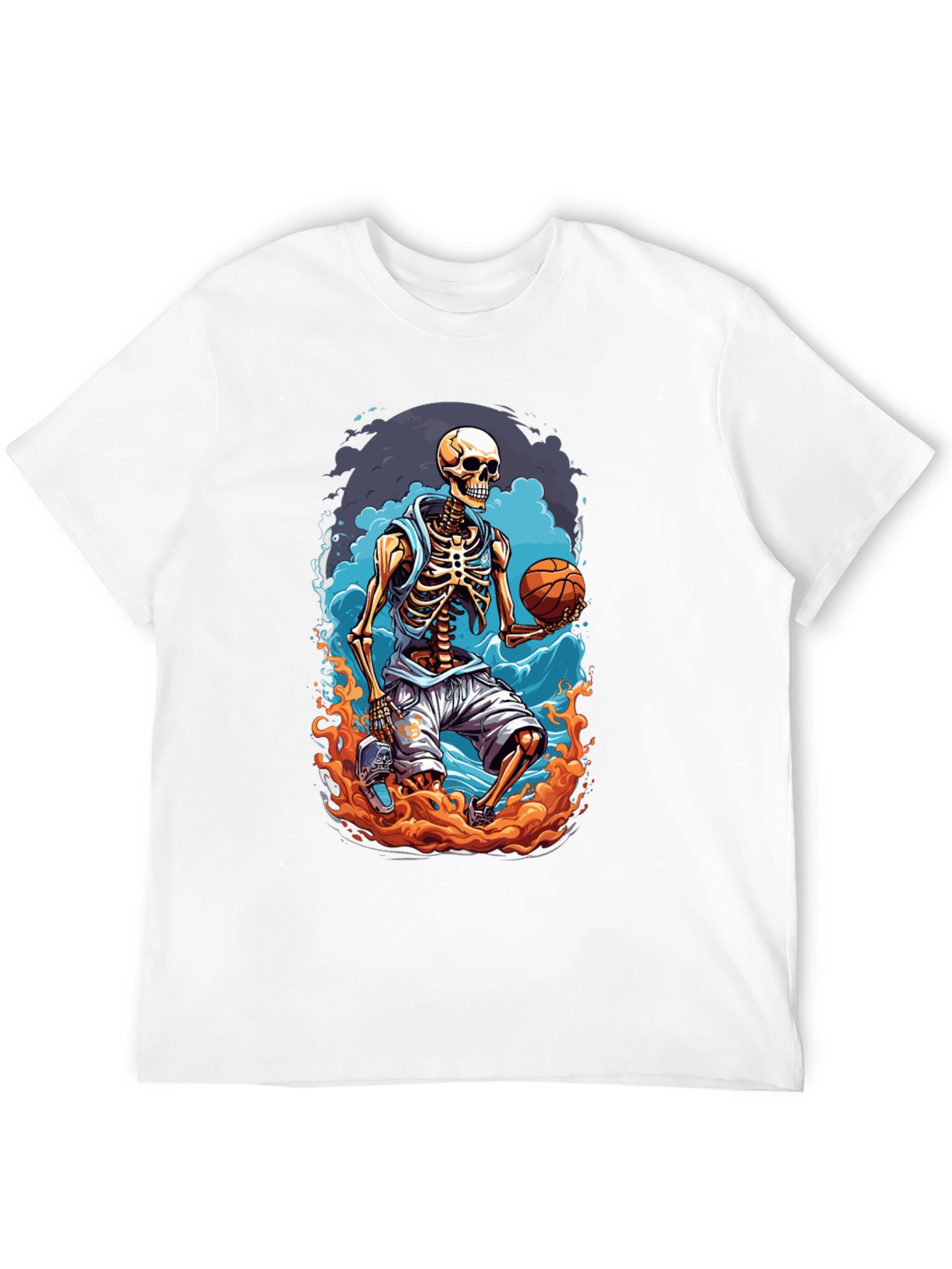 Skeleton Basketball Player Graphic T-Shirt