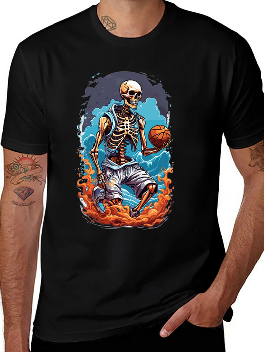 Skeleton Basketball Player Graphic T-Shirt