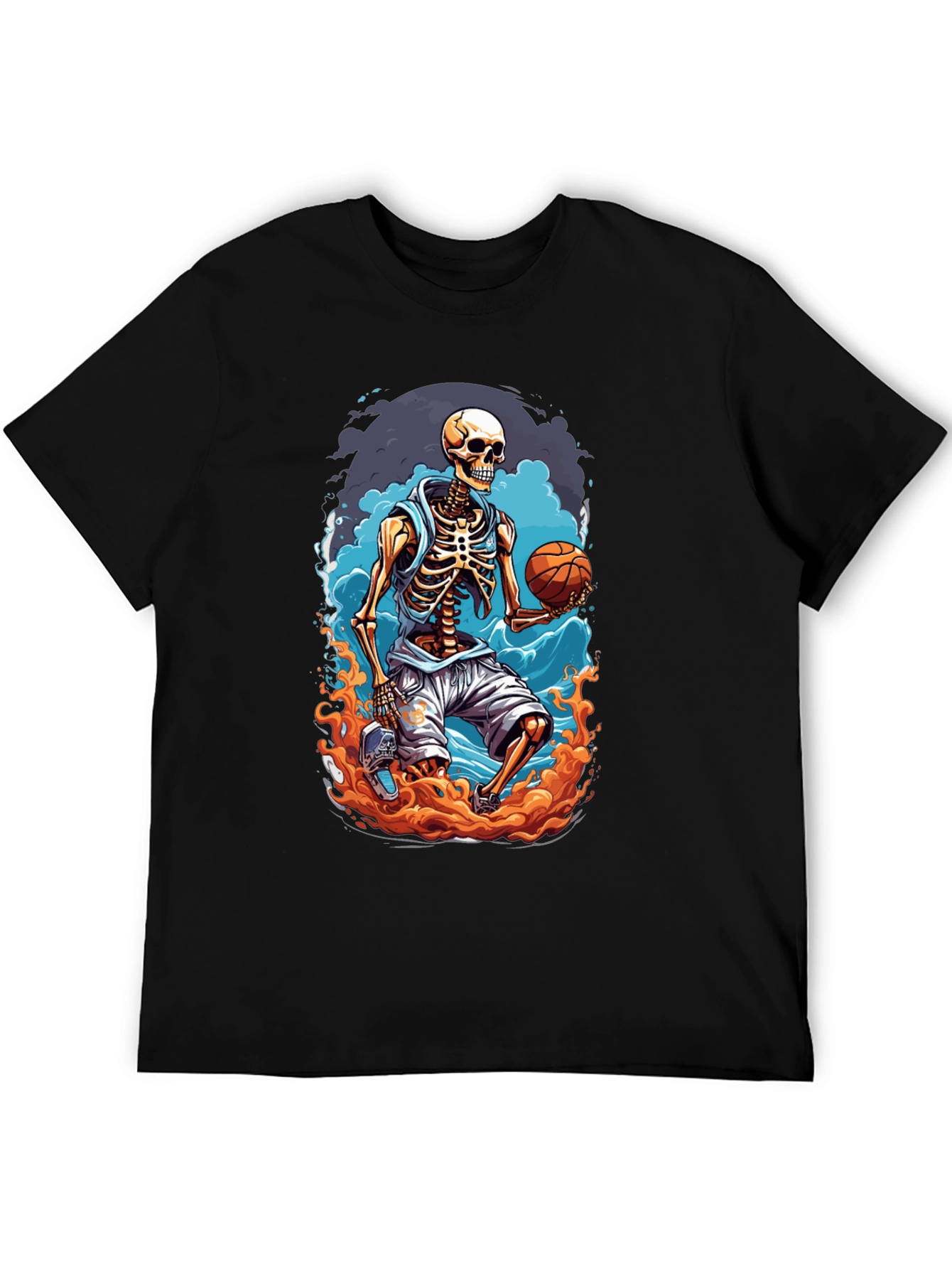 Skeleton Basketball Player Graphic T-Shirt