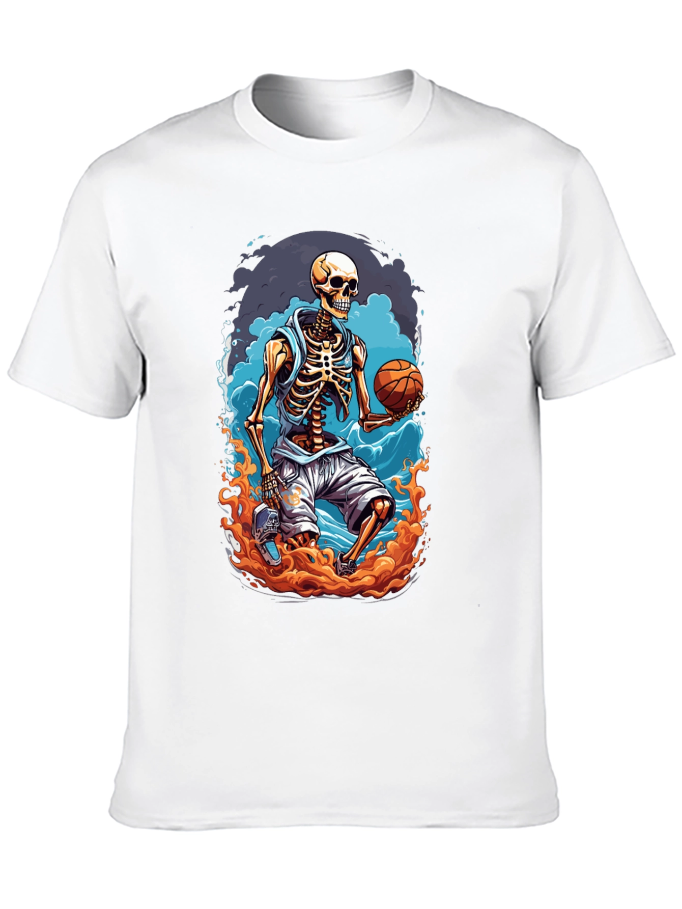 Skeleton Basketball Player Graphic T-Shirt
