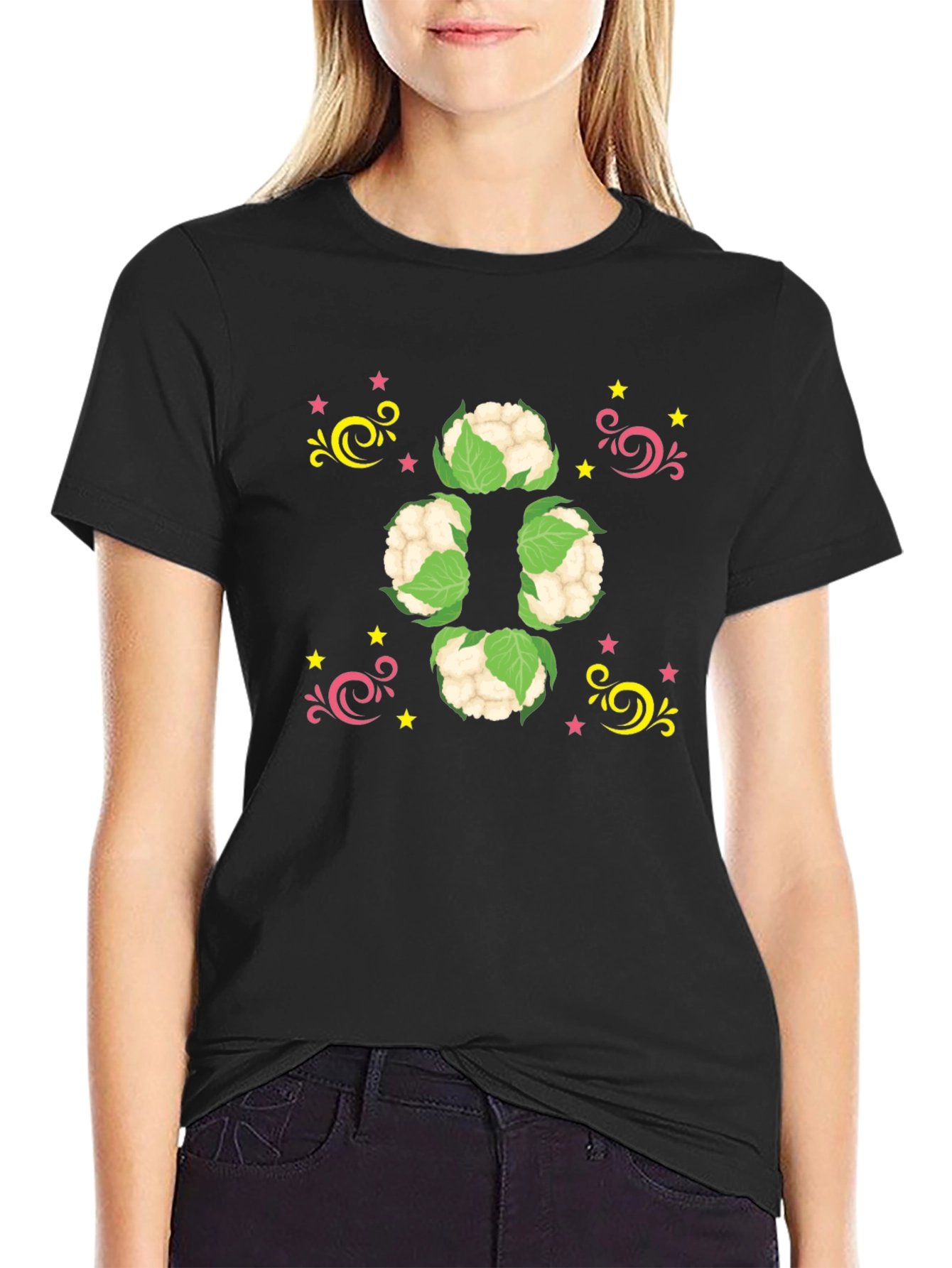 Cauliflower Starburst Black T-Shirt