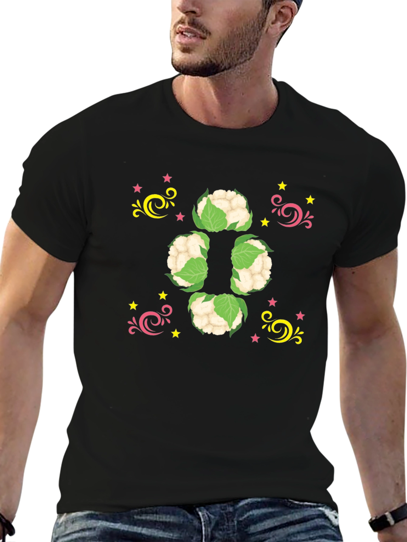 Cauliflower Starburst Black T-Shirt