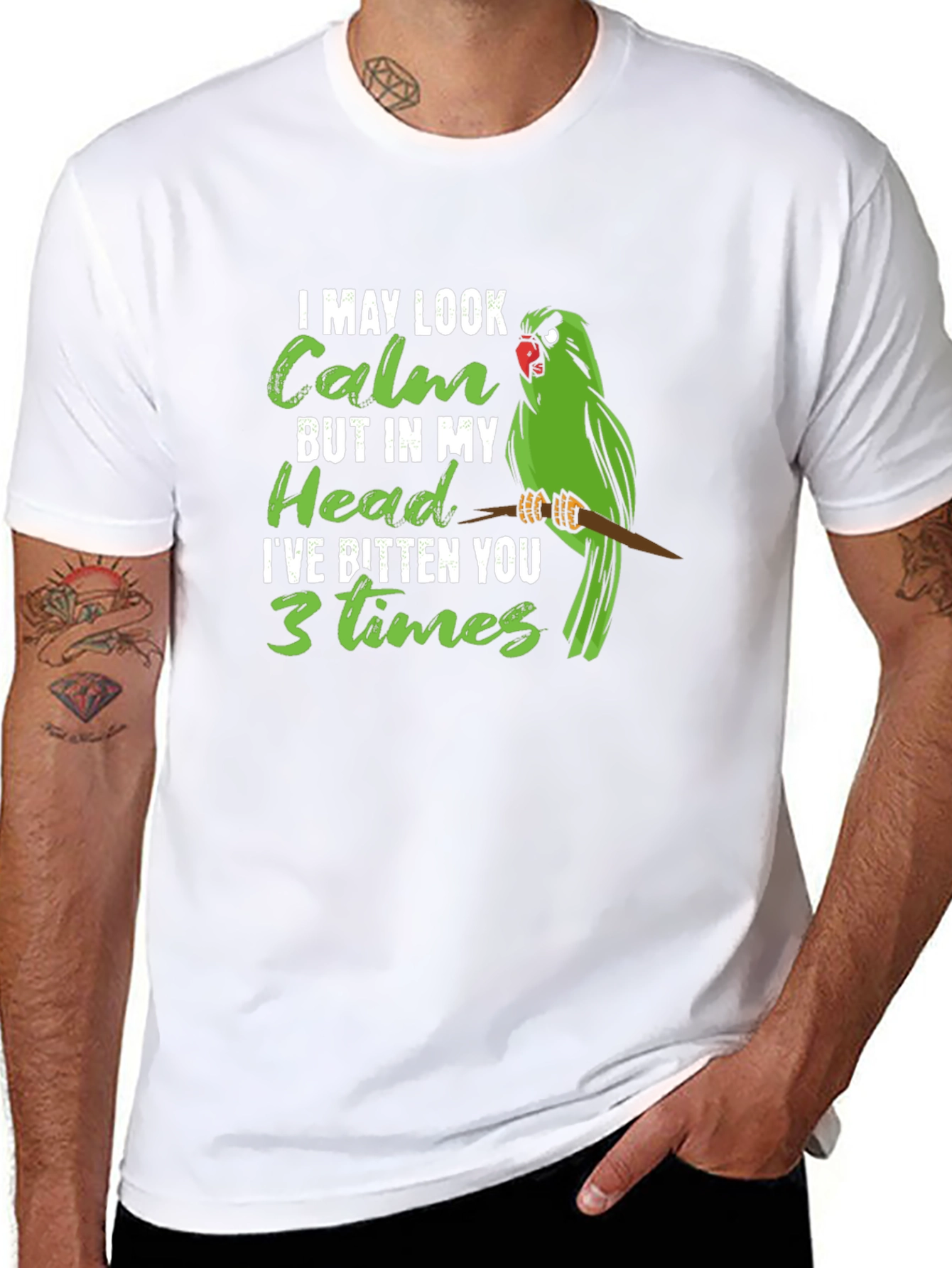 Calm Parrot Graphic Tee - Novelty Bird Lover Shirt