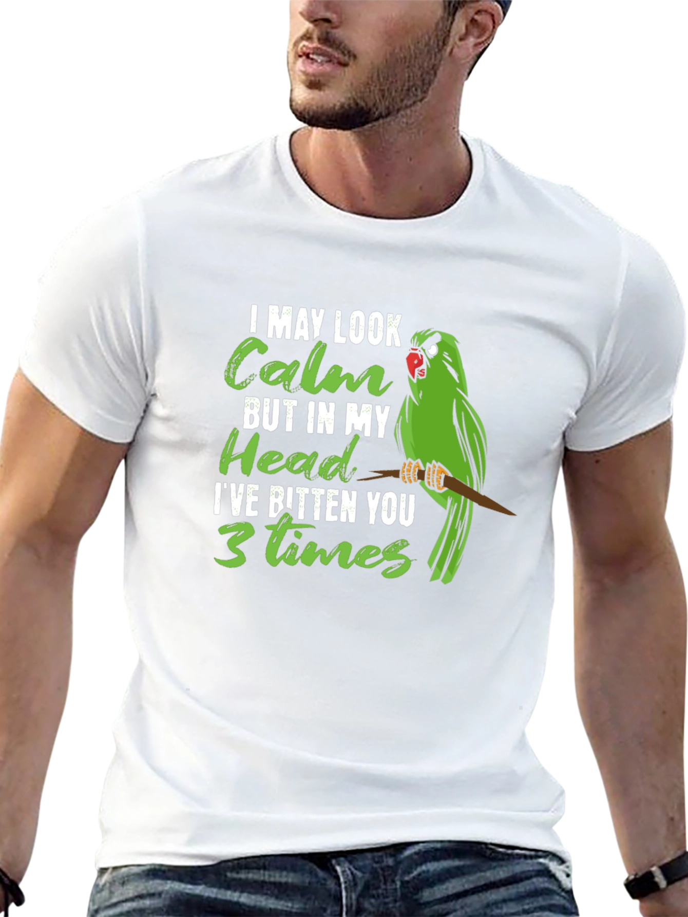 Calm Parrot Graphic Tee - Novelty Bird Lover Shirt