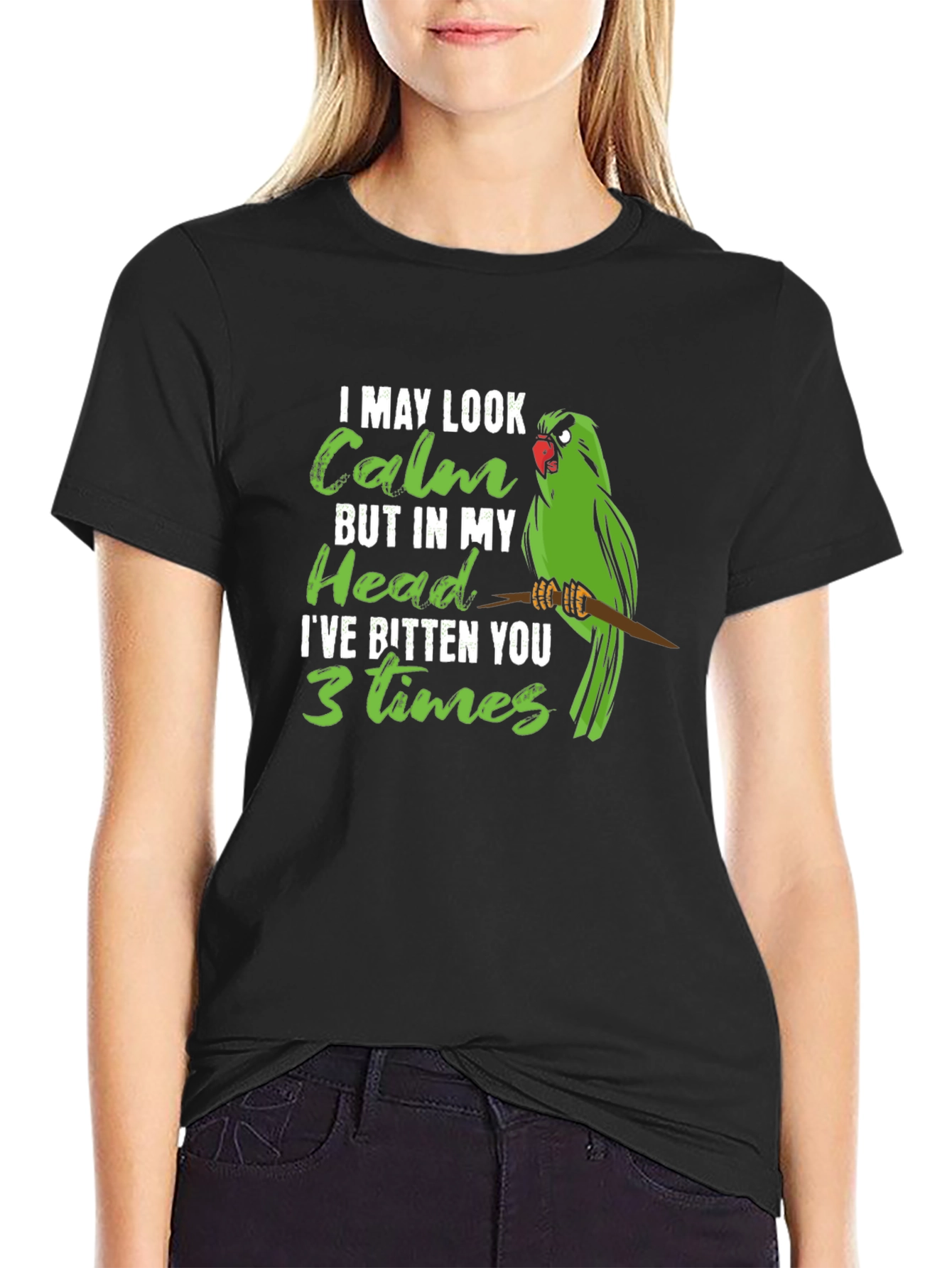 Calm Parrot Graphic Tee - Novelty Bird Lover Shirt
