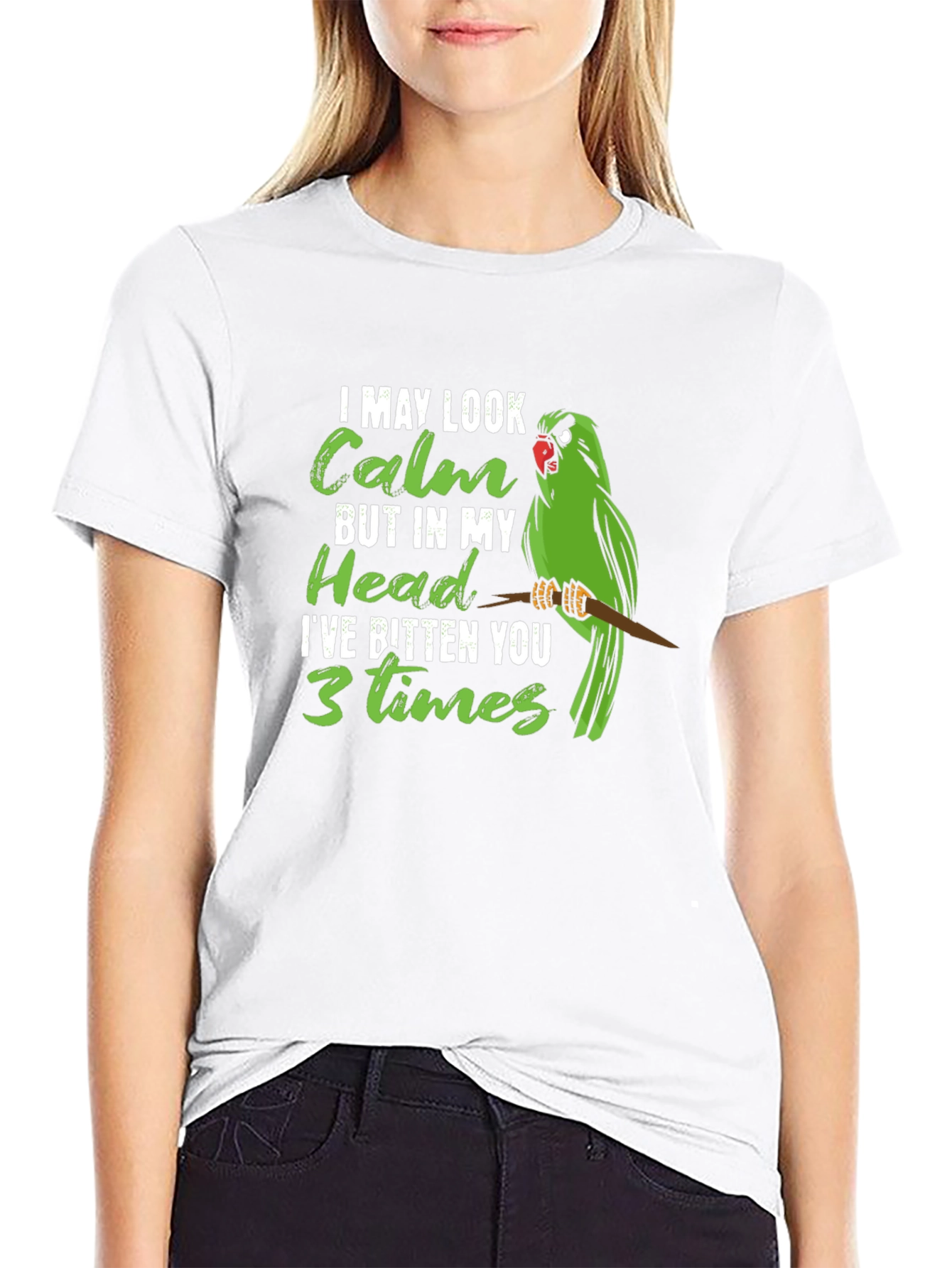 Calm Parrot Graphic Tee - Novelty Bird Lover Shirt