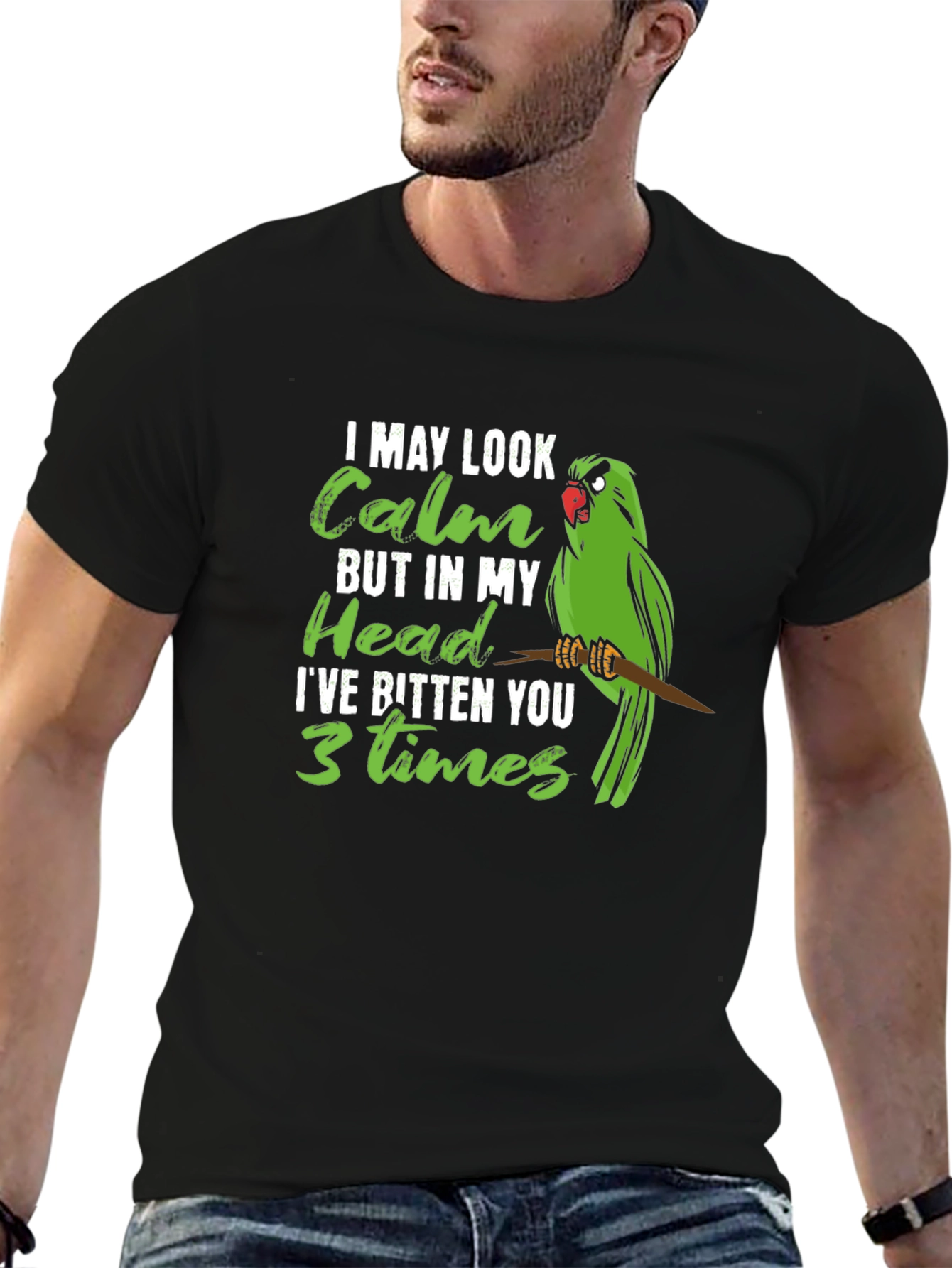 Calm Parrot Graphic Tee - Novelty Bird Lover Shirt