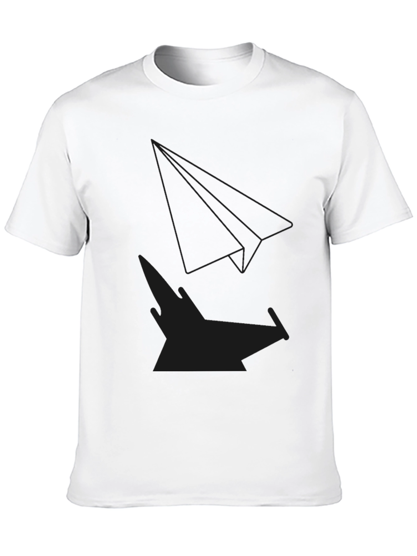 Modern Black T-Shirt with Paper Plane Design