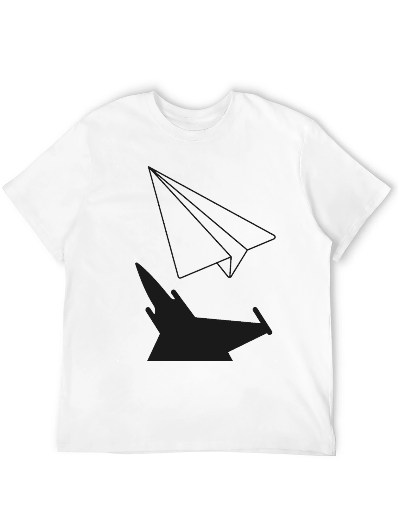 Modern Black T-Shirt with Paper Plane Design