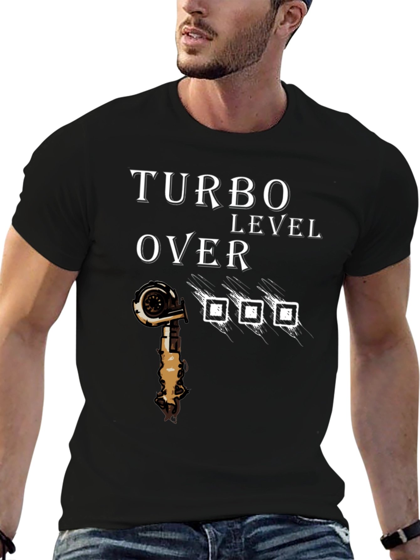 Turbo Level Over Black Graphic T-Shirt
