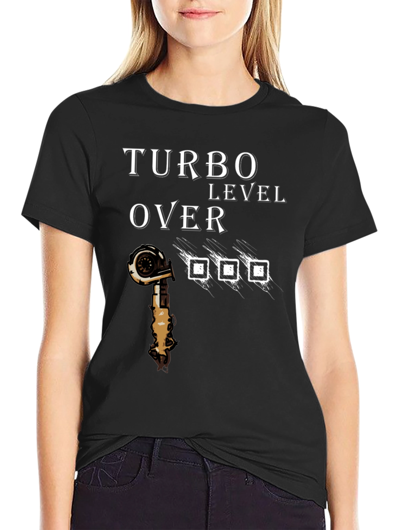 Turbo Level Over Black Graphic T-Shirt