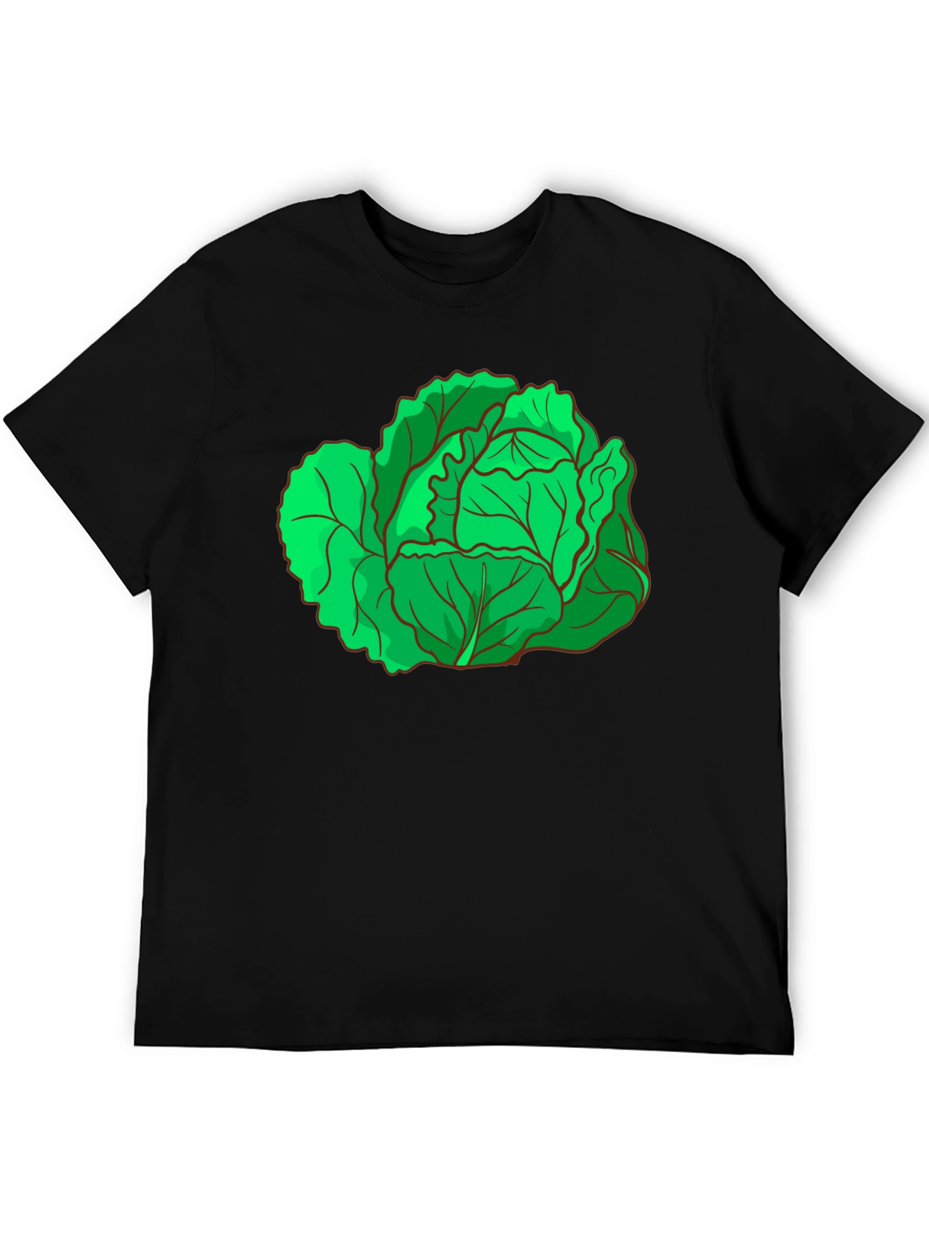 Cabbage Graphic Tee - Black Cotton T-Shirt