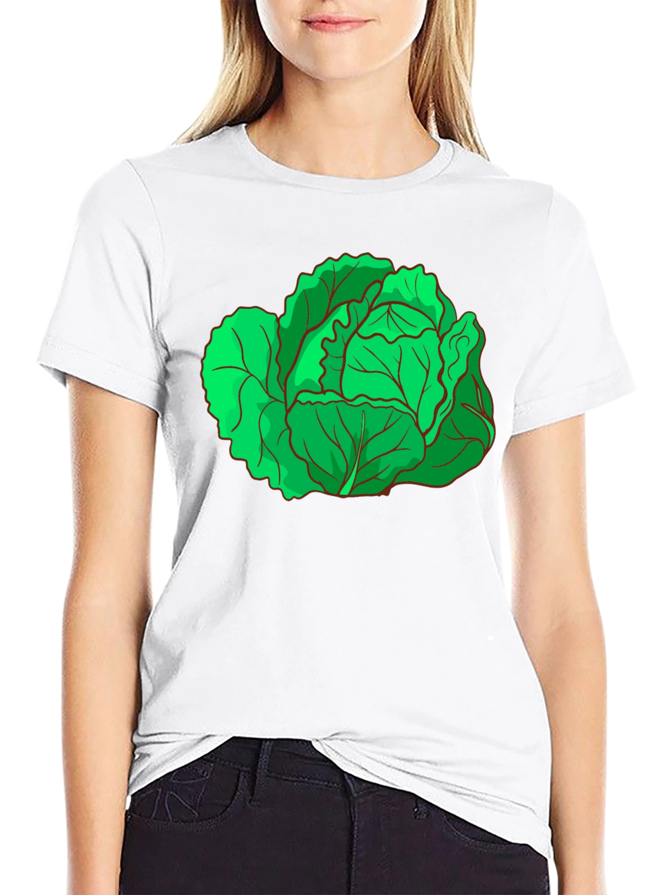 Cabbage Graphic Tee - Black Cotton T-Shirt
