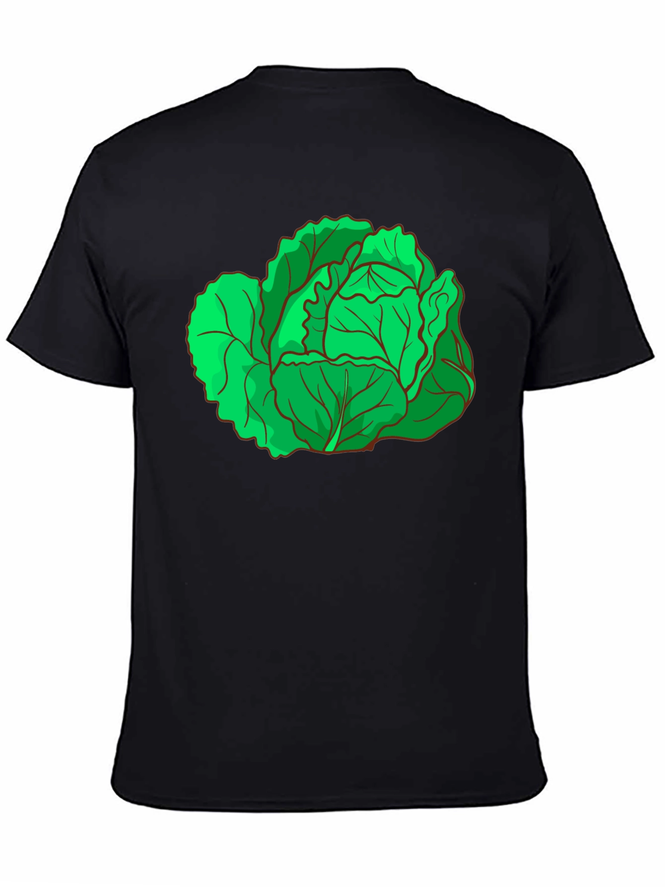 Cabbage Graphic Tee - Black Cotton T-Shirt